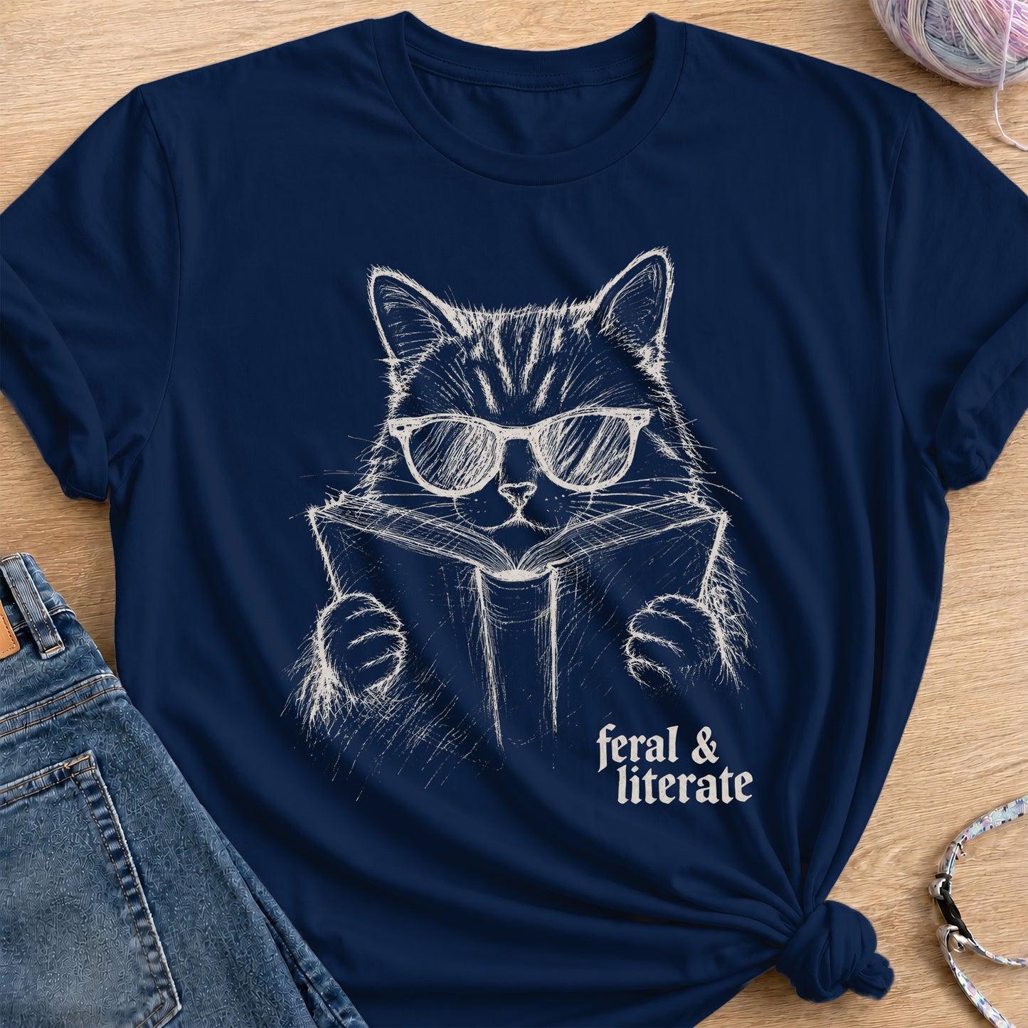 Feral & Literate T-Shirt — Navy