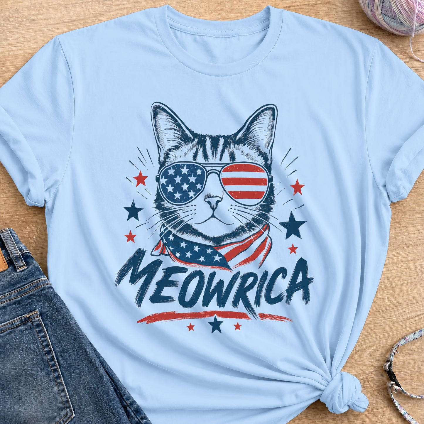 Meowrica T-Shirt — Light Blue
