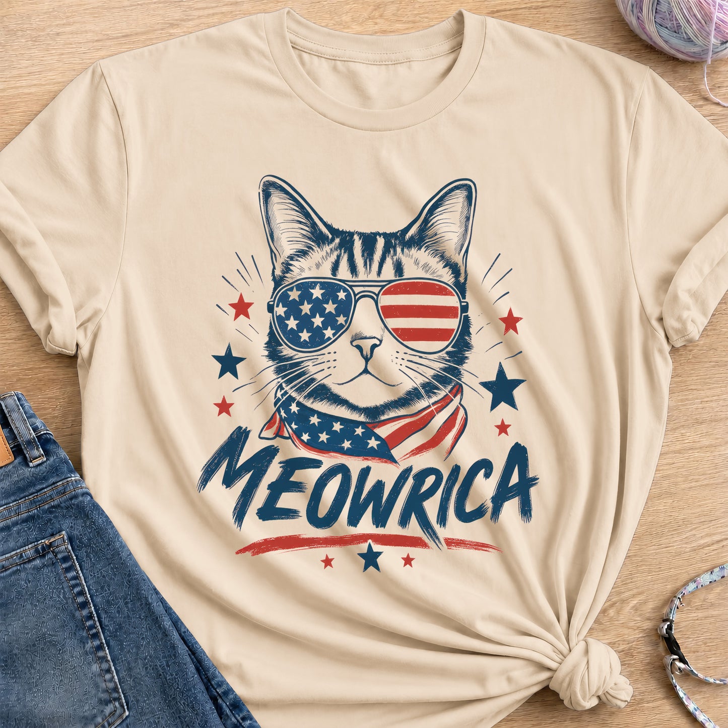 Meowrica T-Shirt — Sand