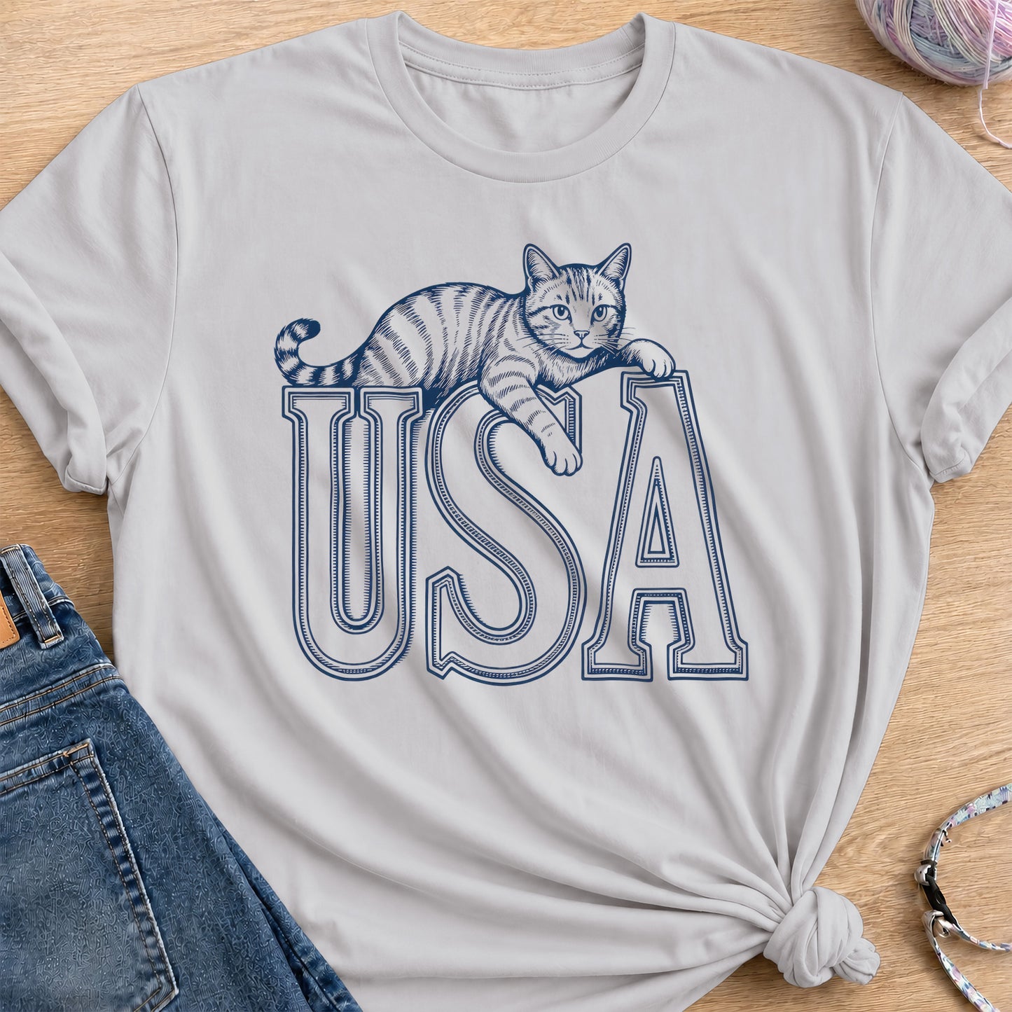 USA T-Shirt — Ice Grey