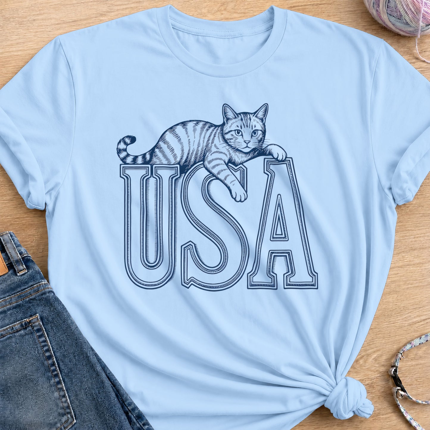 USA T-Shirt — Light Blue