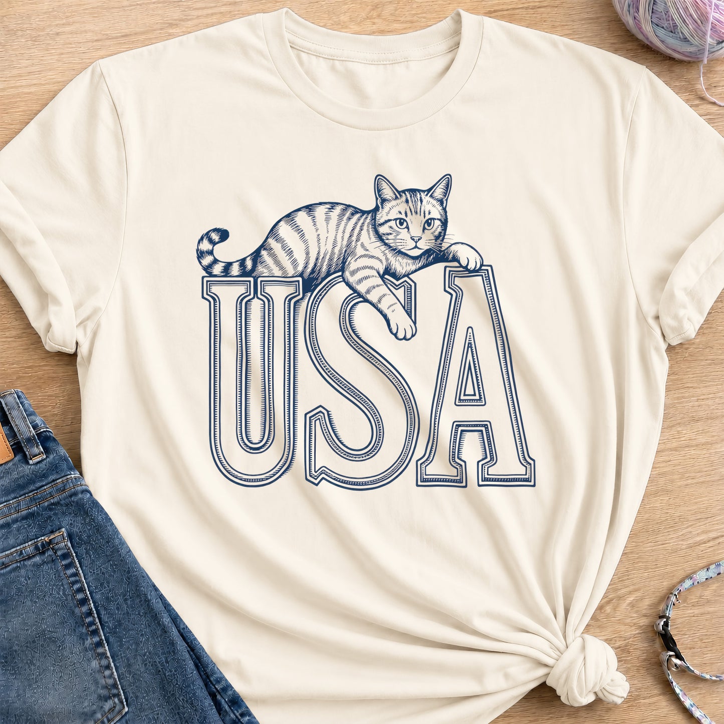 USA T-Shirt — Natural