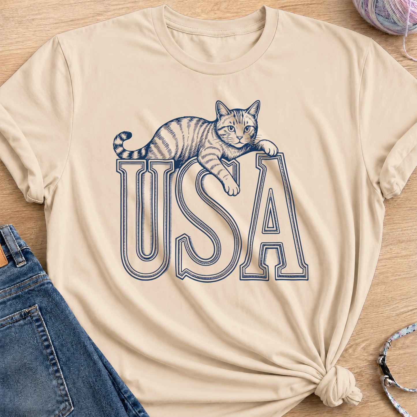 USA T-Shirt — Sand
