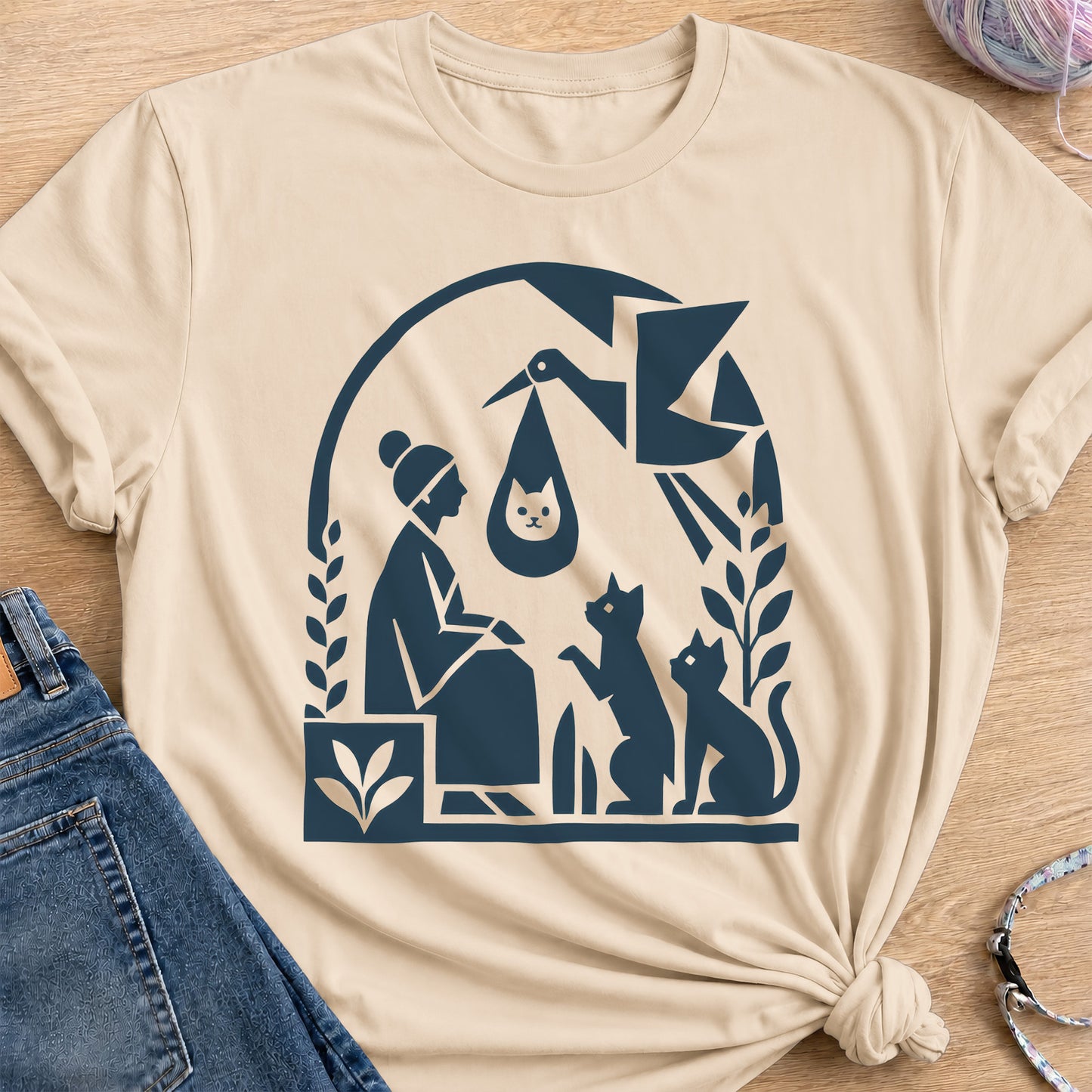 Stork Delivery T-Shirt — Sand