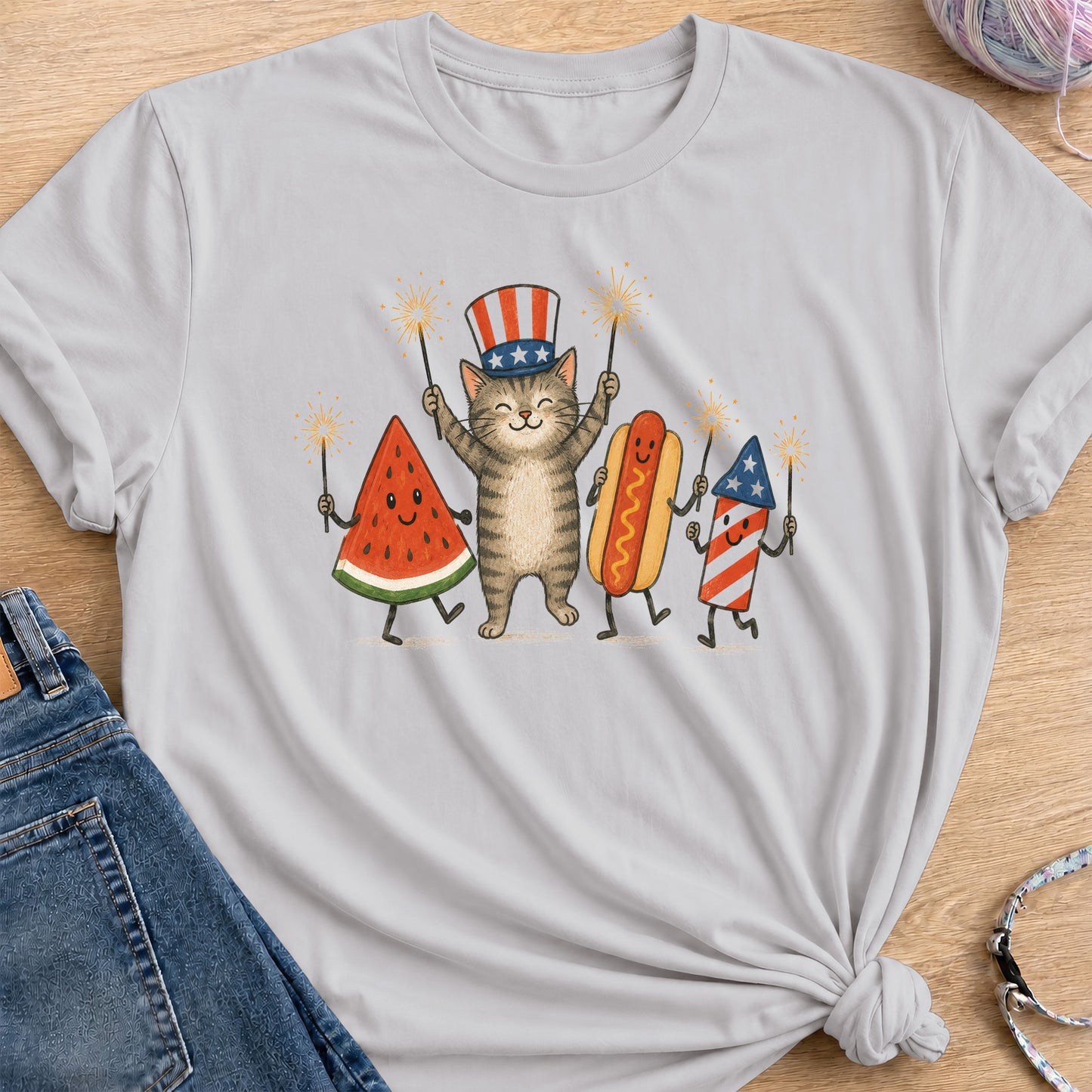 Fireworks Party T-Shirt — Ice Grey
