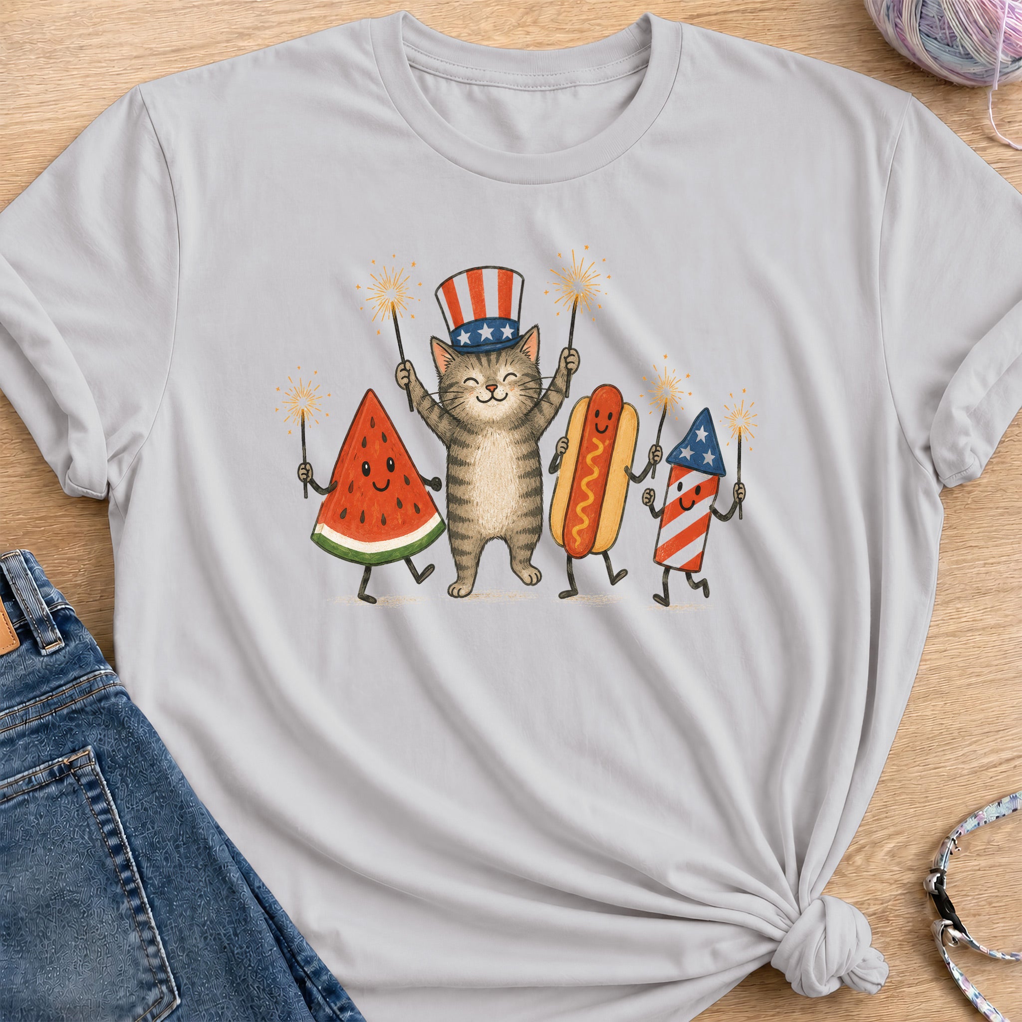 Fireworks Party T-Shirt — Ice Grey