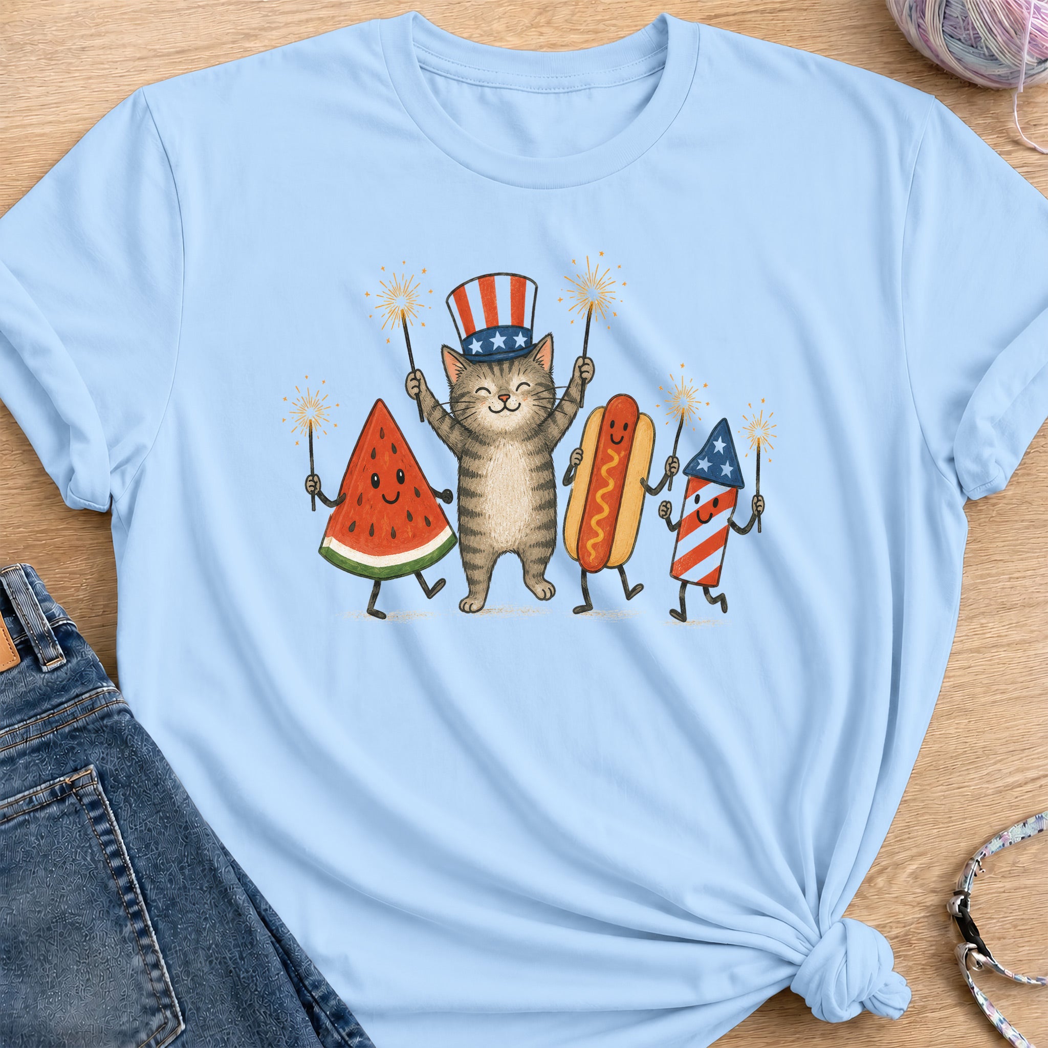 Fireworks Party T-Shirt — Light Blue