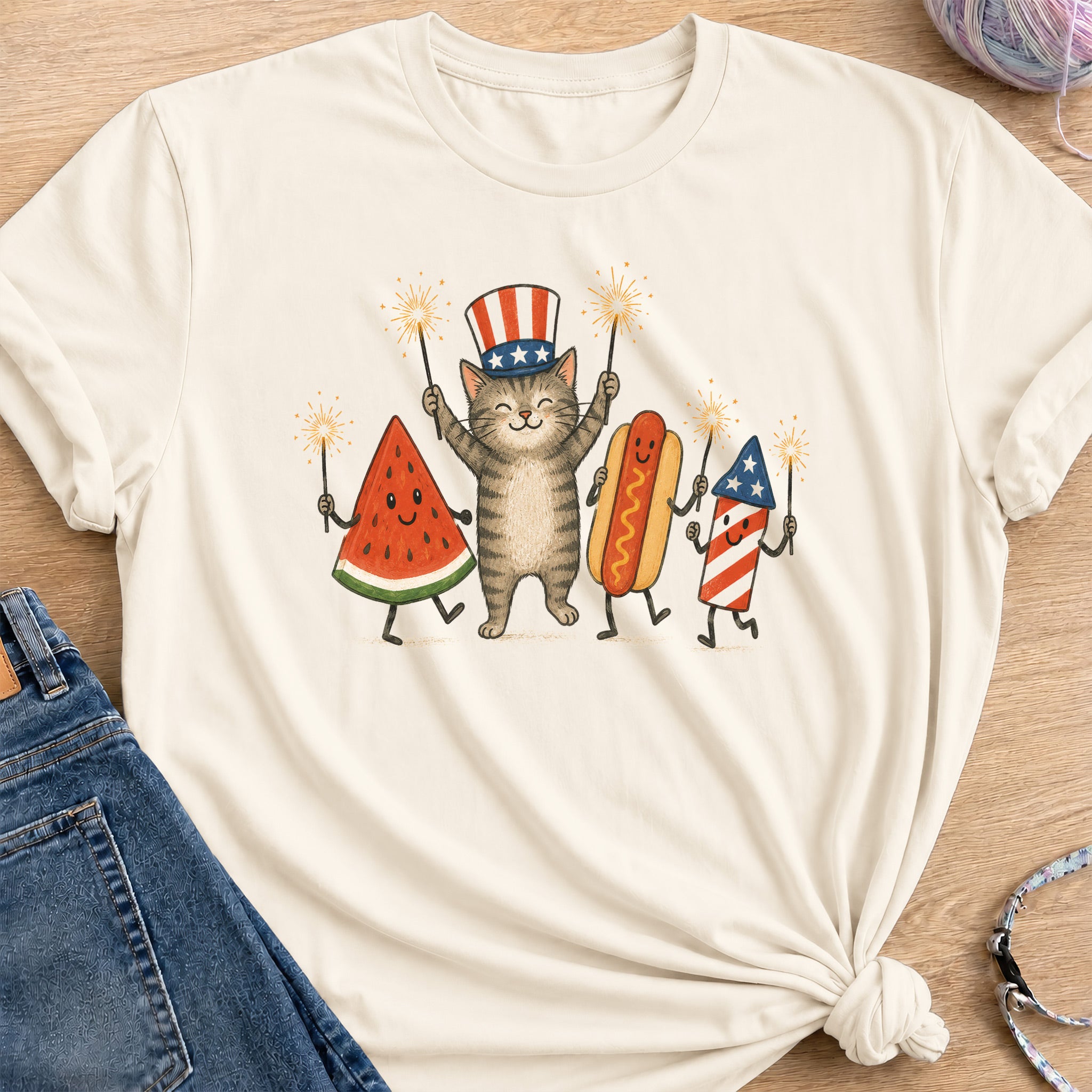 Fireworks Party T-Shirt — Natural