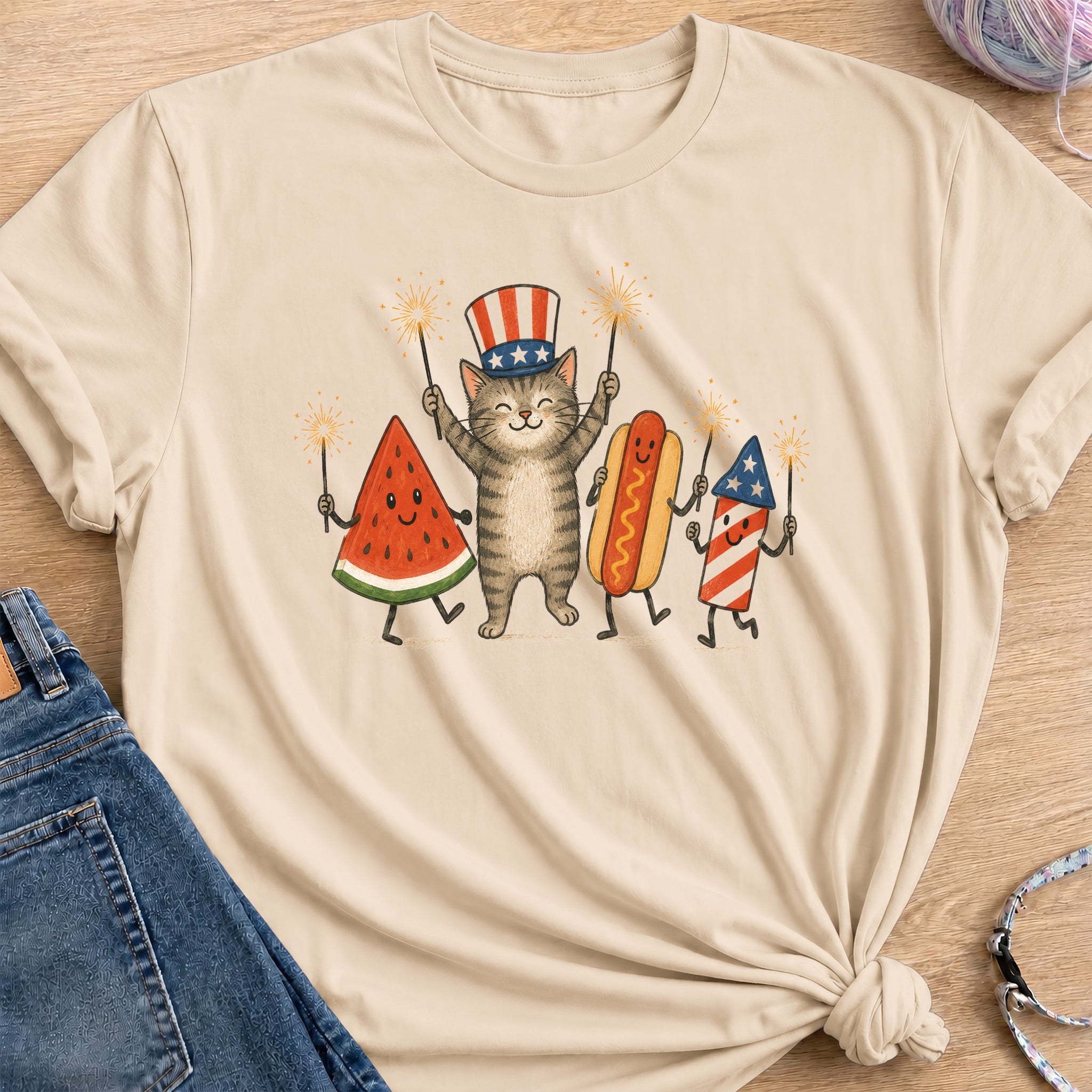 Fireworks Party T-Shirt — Sand