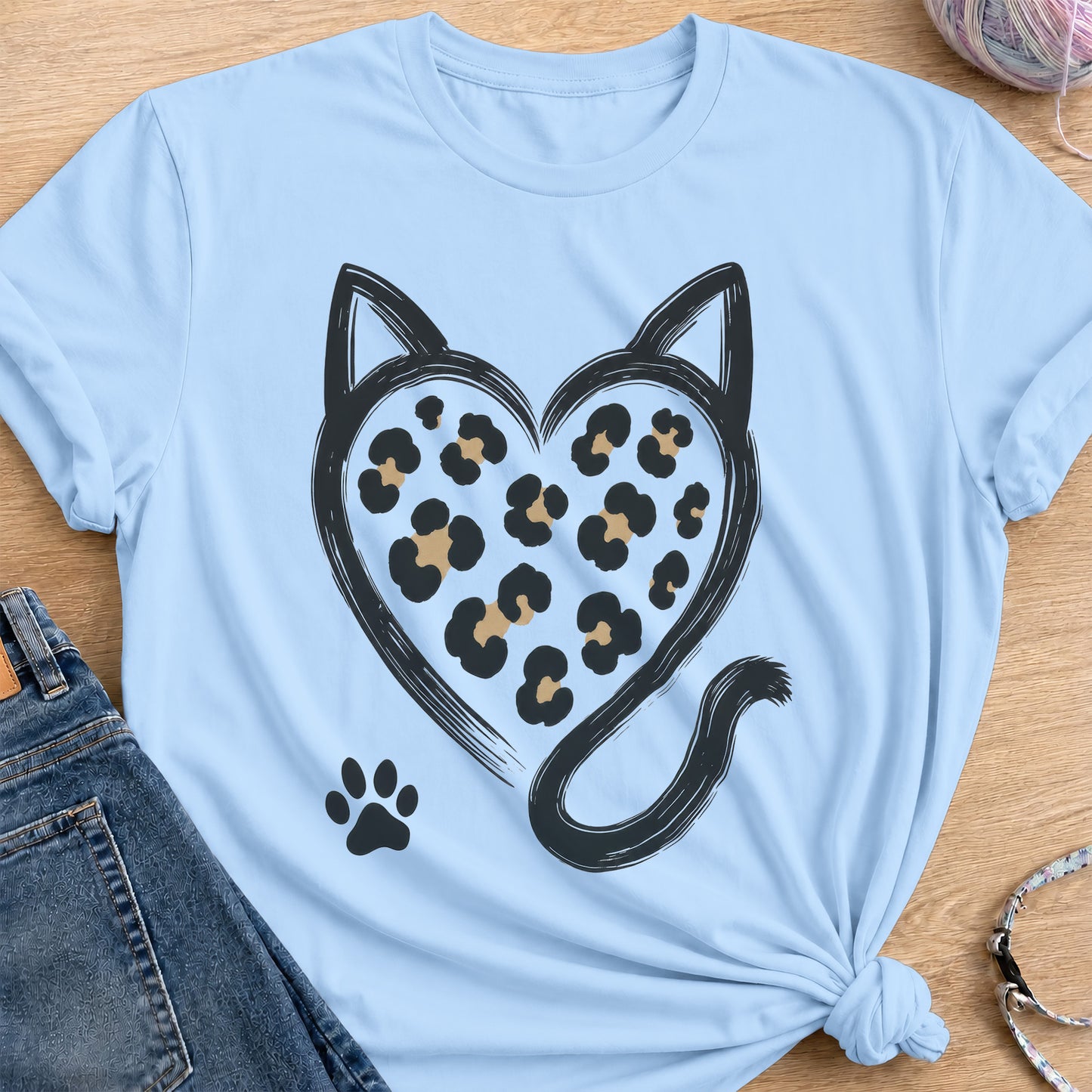 Leopard T-Shirt — Light Blue
