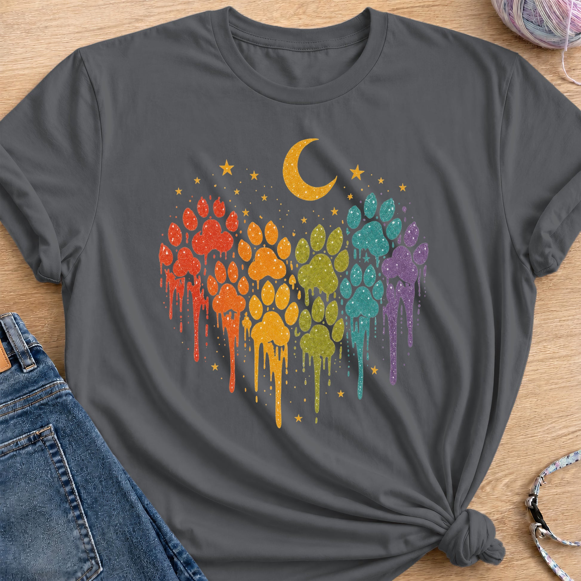 Rainbow Drips T-Shirt — Charcoal