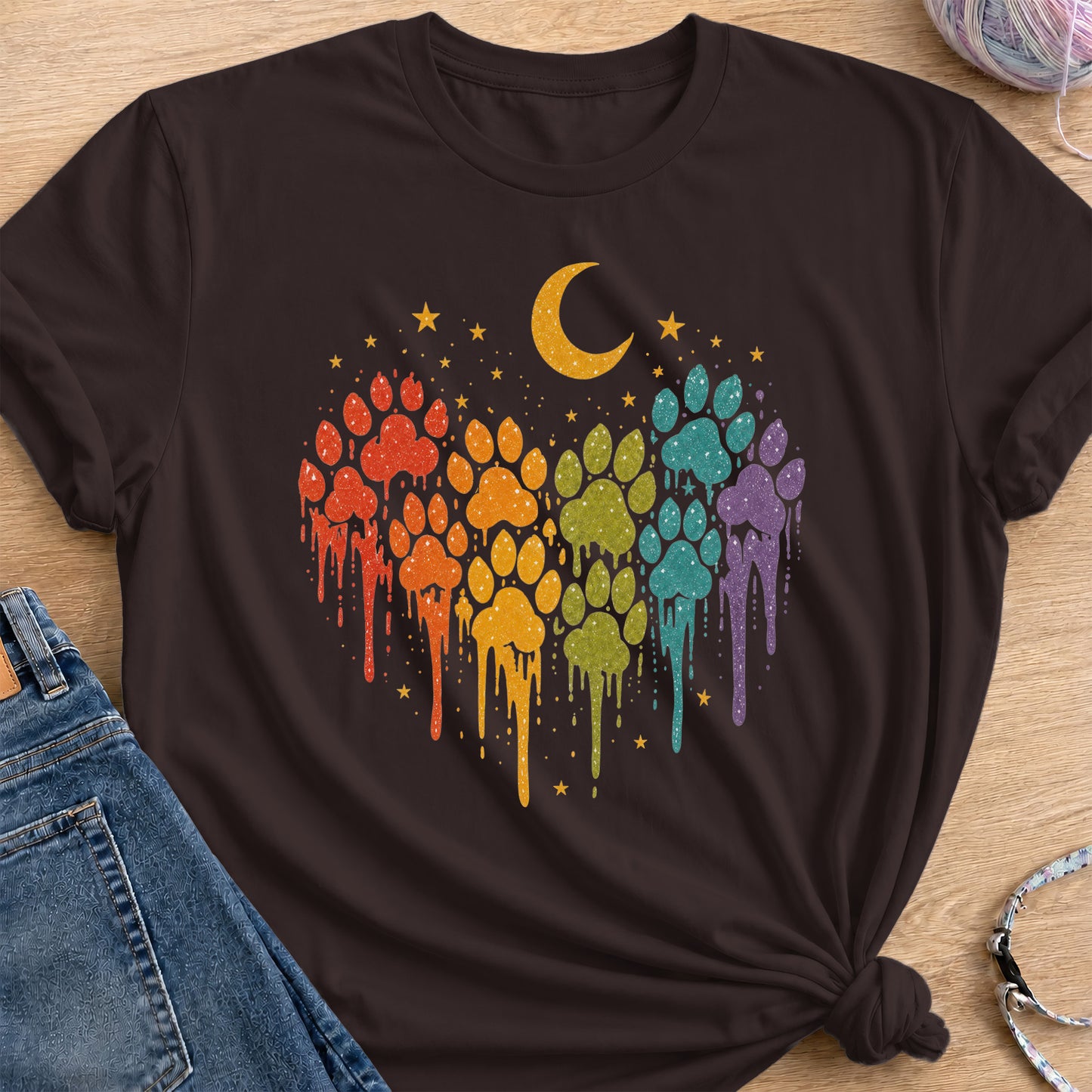 Rainbow Drips T-Shirt — Dark Chocolate