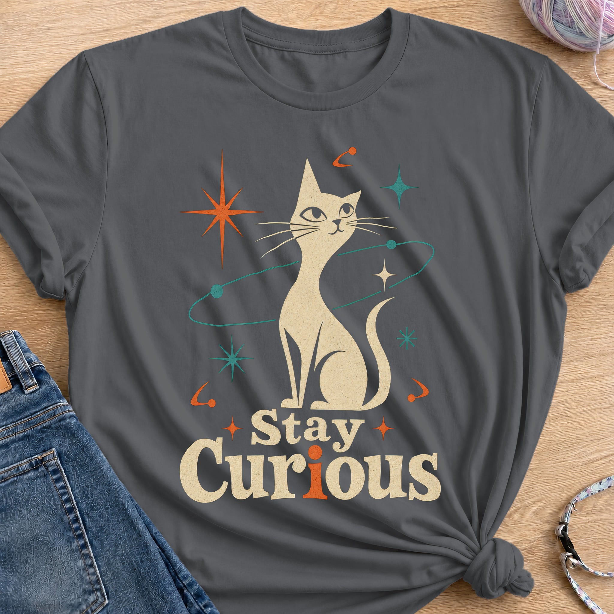 Stay Curious T-Shirt — Charcoal