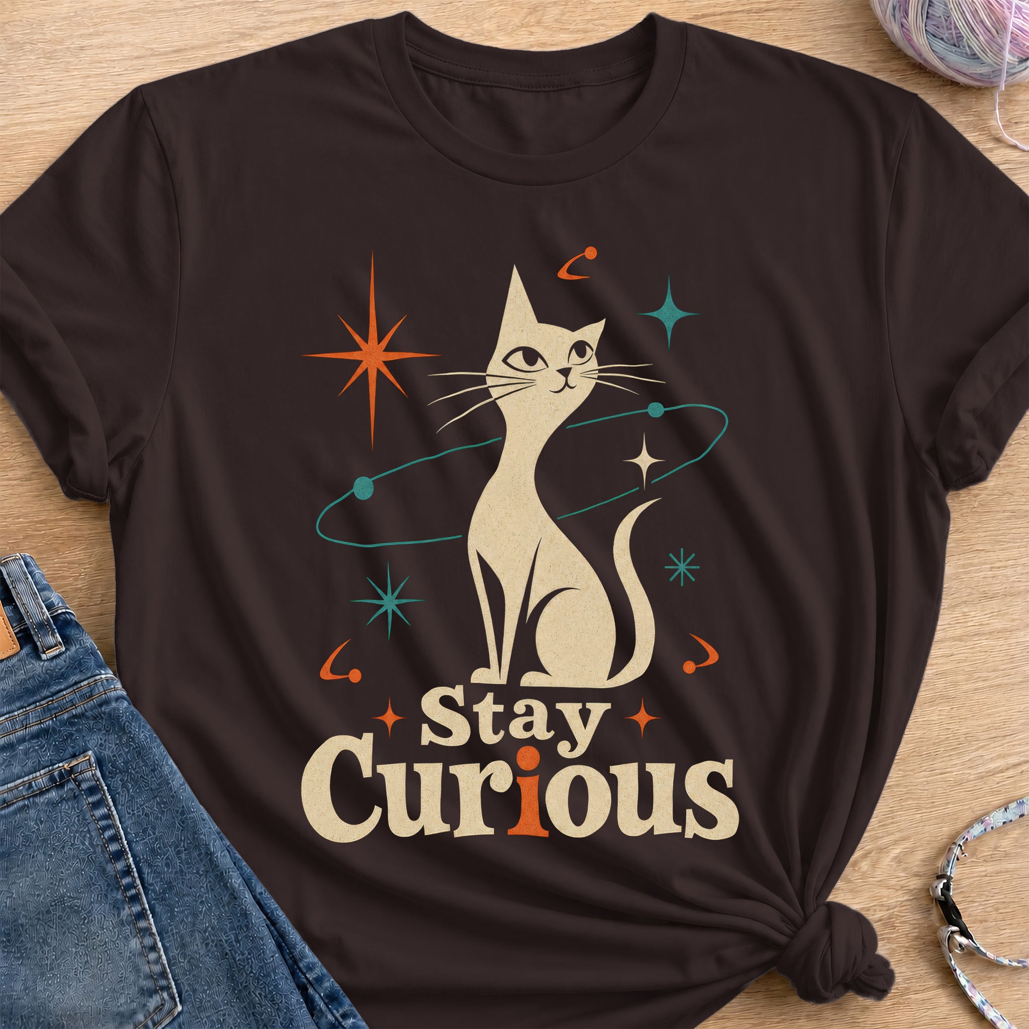 Stay Curious T-Shirt — Dark Chocolate