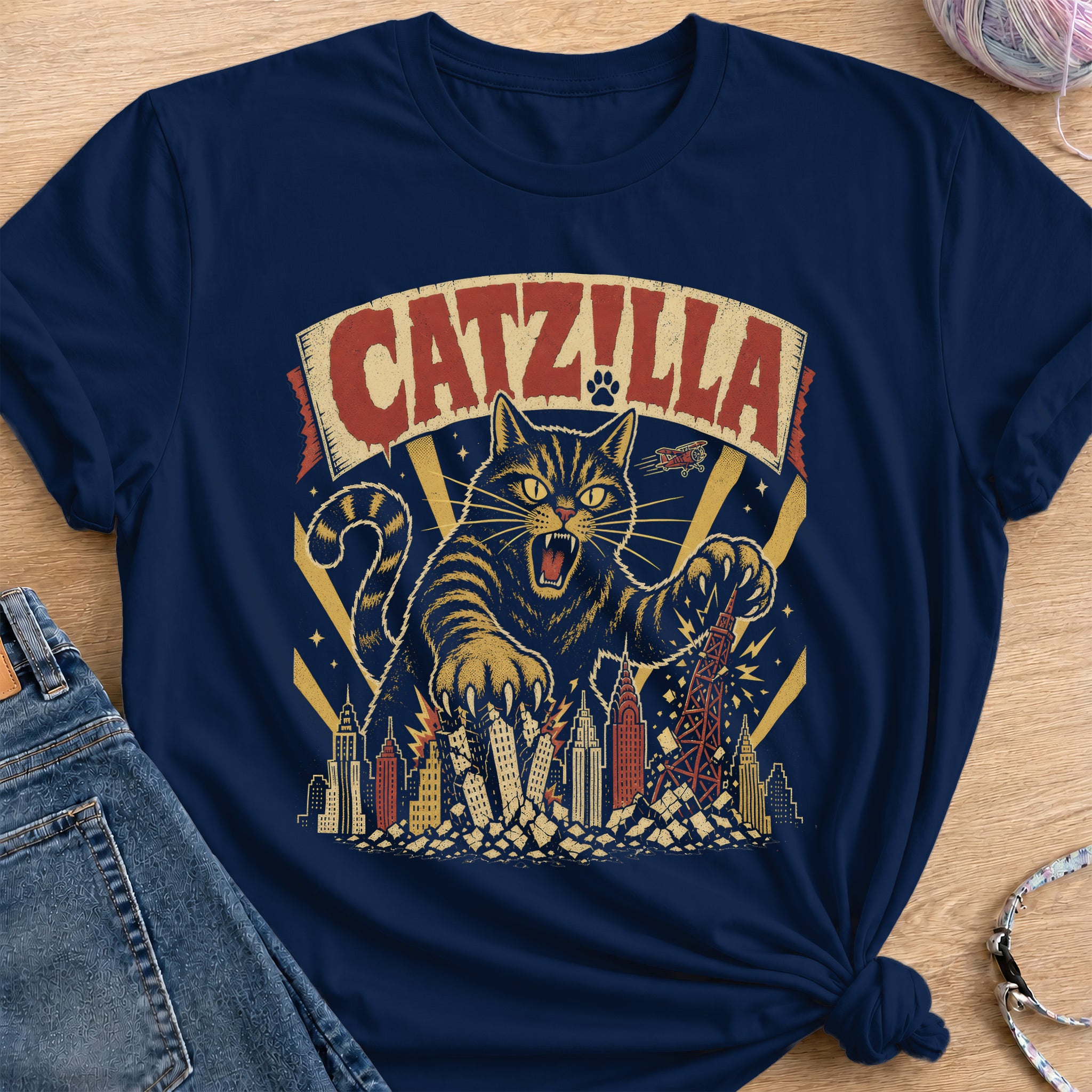 Catzilla T-Shirt — Navy