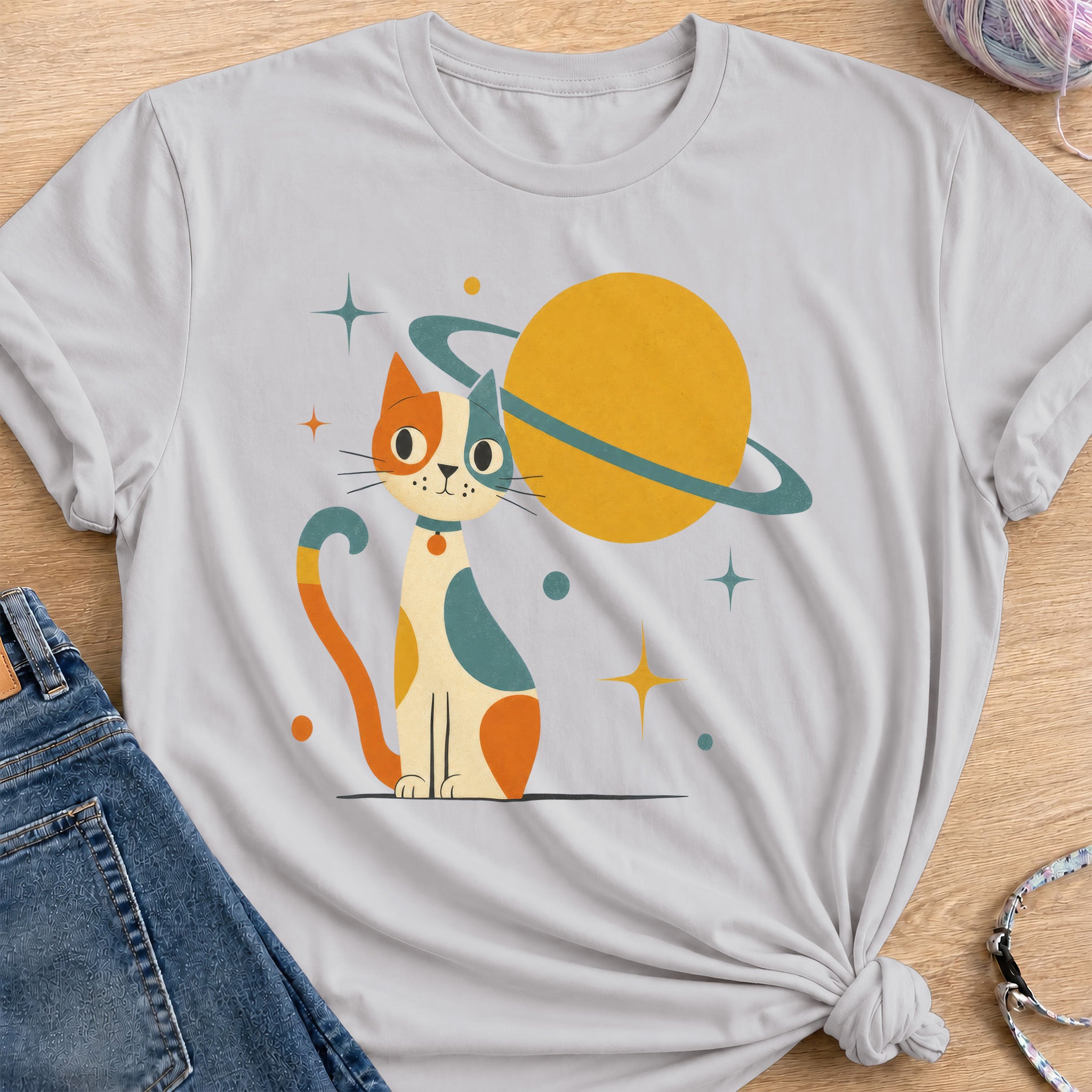 Atomic Cat T-Shirt — Ice Grey