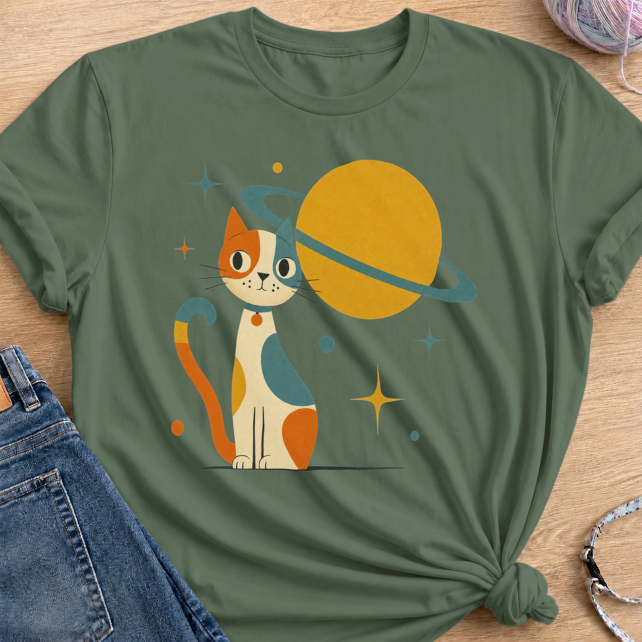Atomic Cat T-Shirt — Military Green