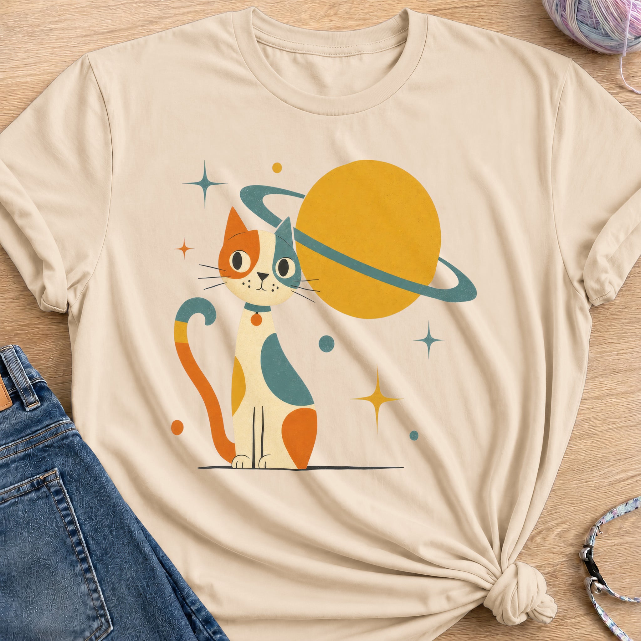 Atomic Cat T-Shirt — Sand