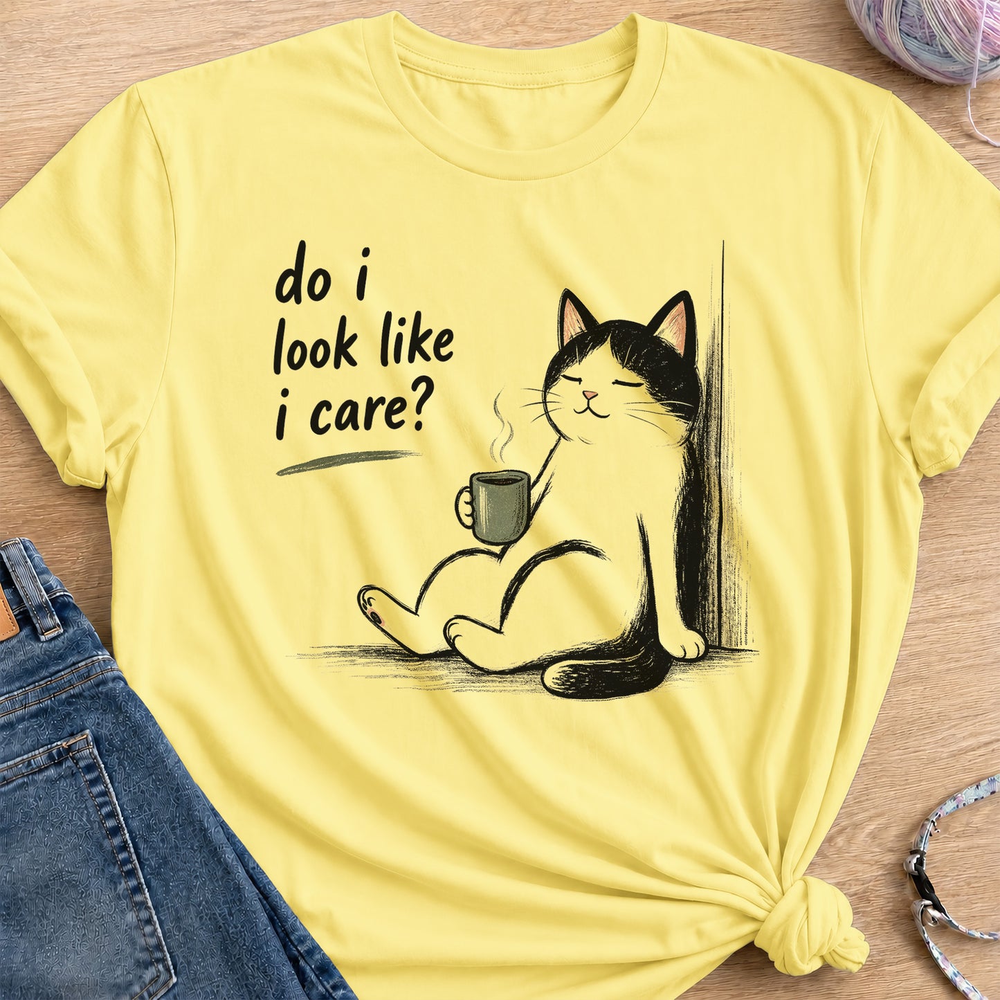 Can't Care Less T-Shirt — Cornsilk