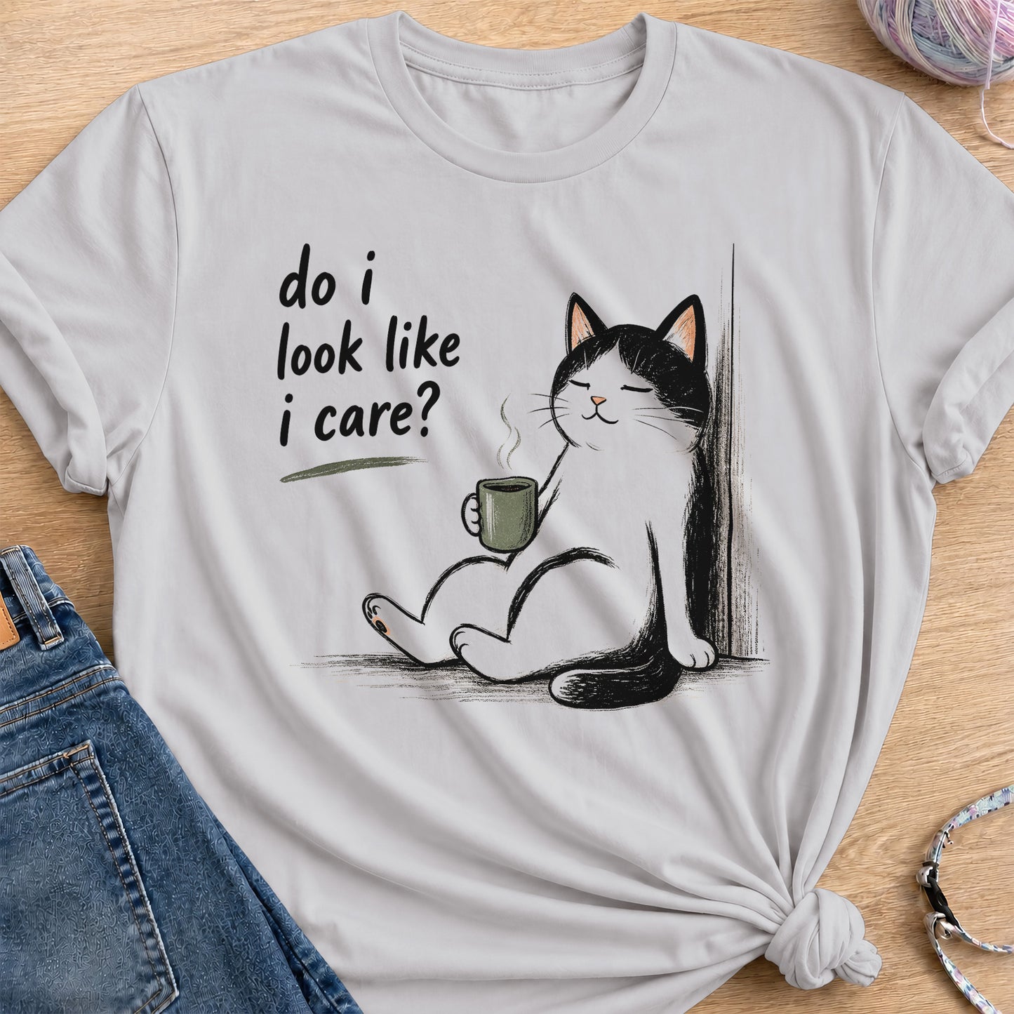 Can't Care Less T-Shirt — Ice Grey