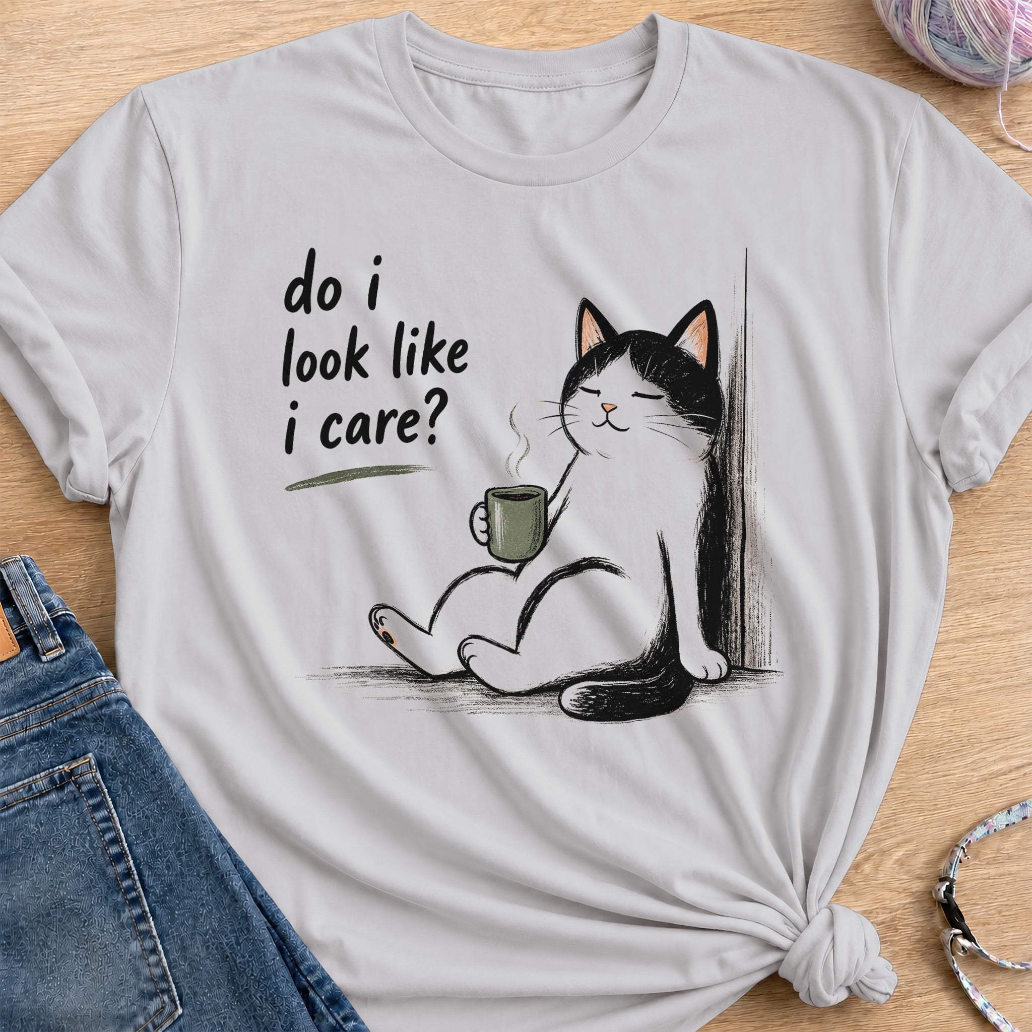 Can't Care Less T-Shirt — Ice Grey
