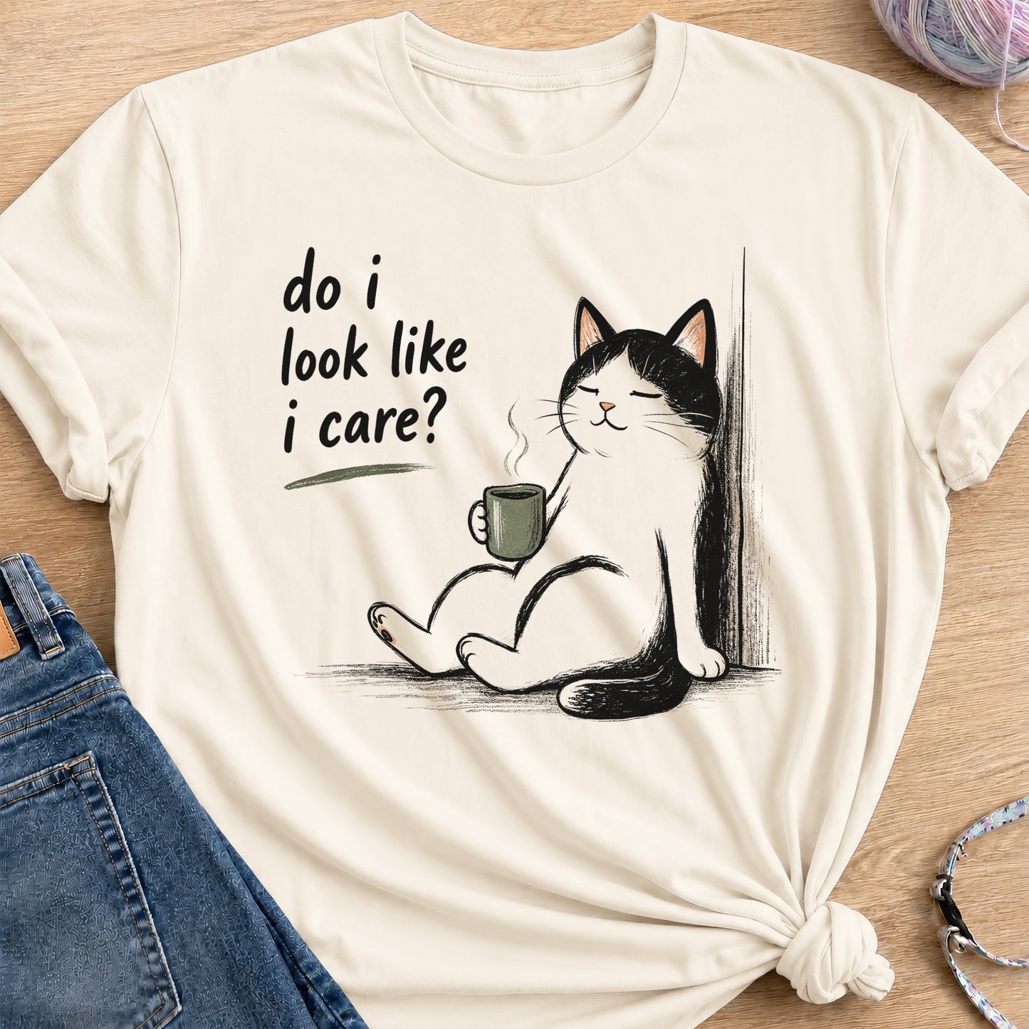 Can't Care Less T-Shirt — Natural