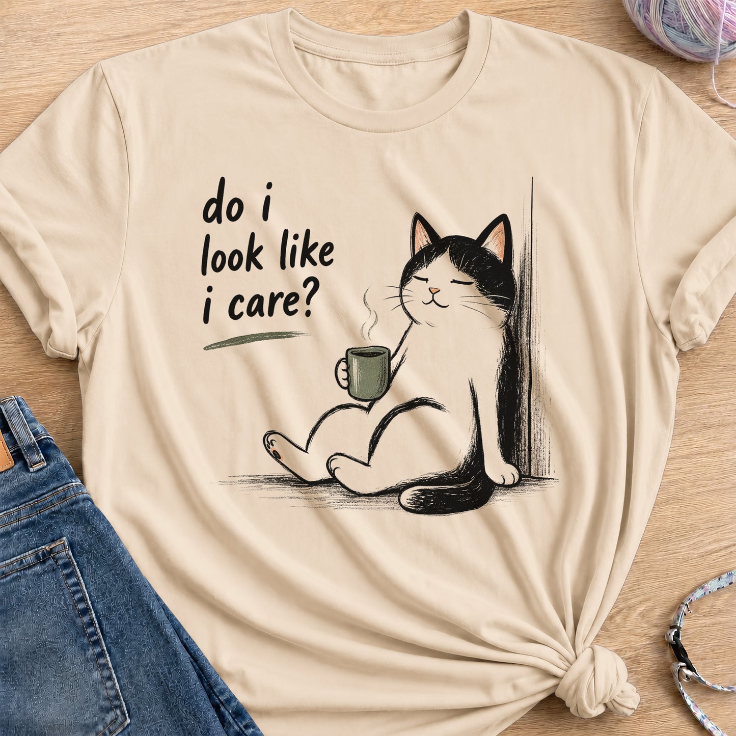 Can't Care Less T-Shirt — Sand