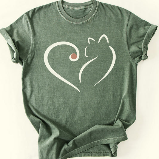 Purrfect Love T-Shirt — Moss