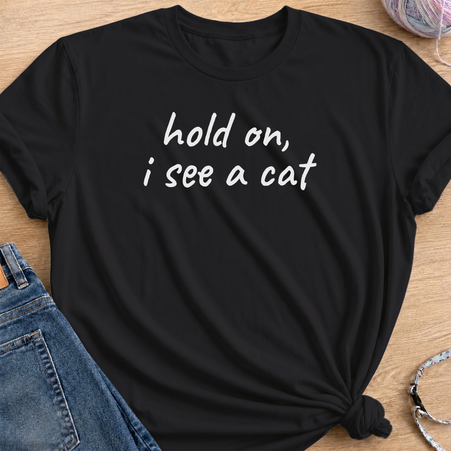 I see a cat T-shirt — Black