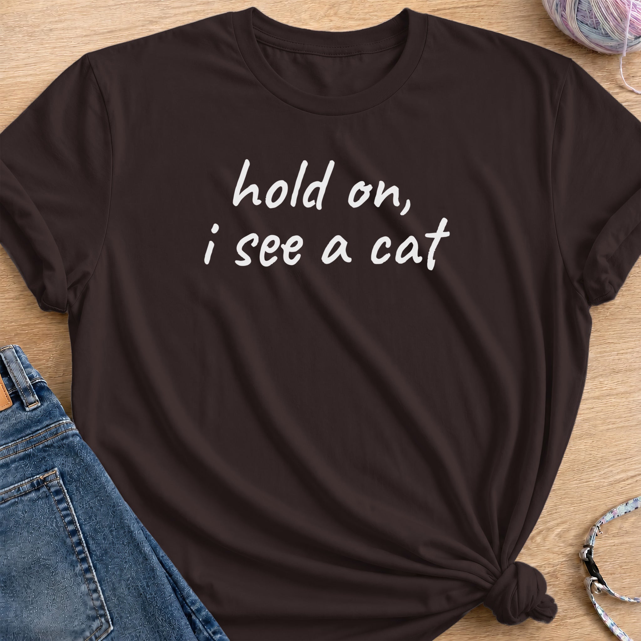 I see a cat T-shirt — Dark Chocolate