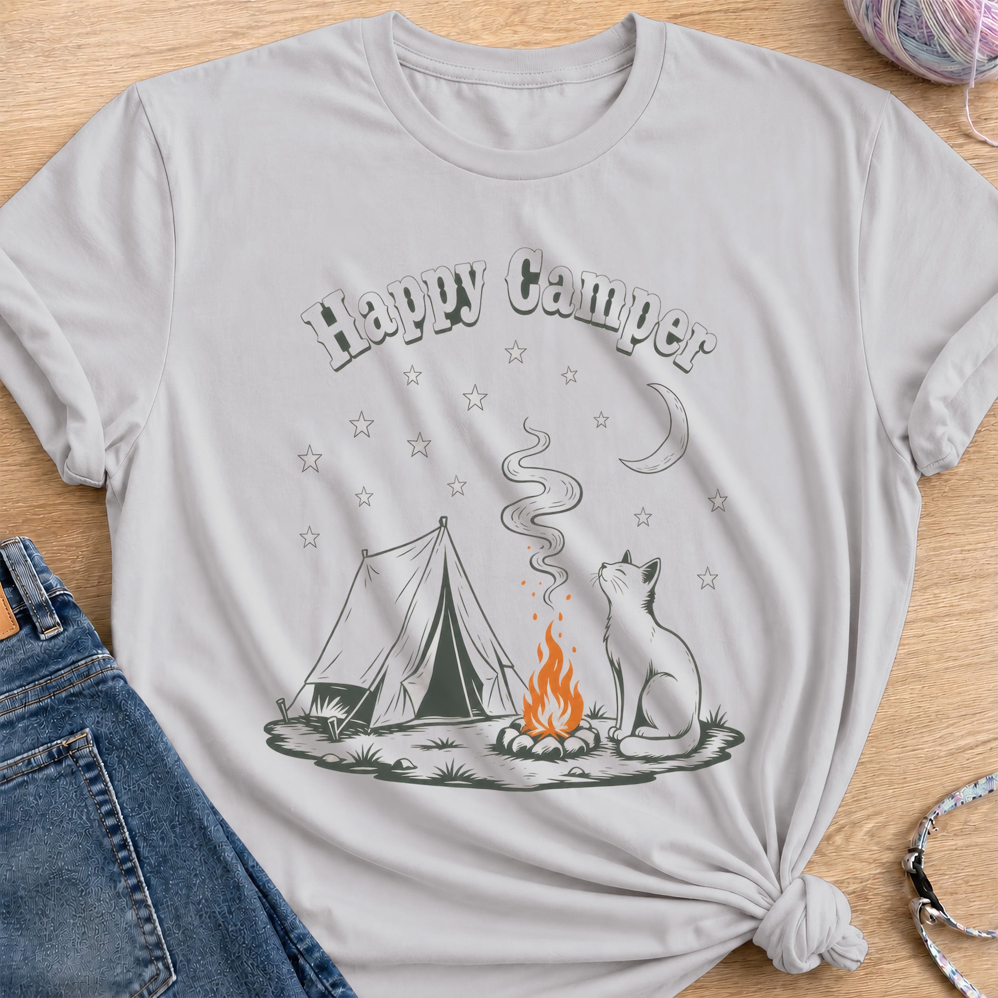 Happy Camper T-Shirt — Ice Grey