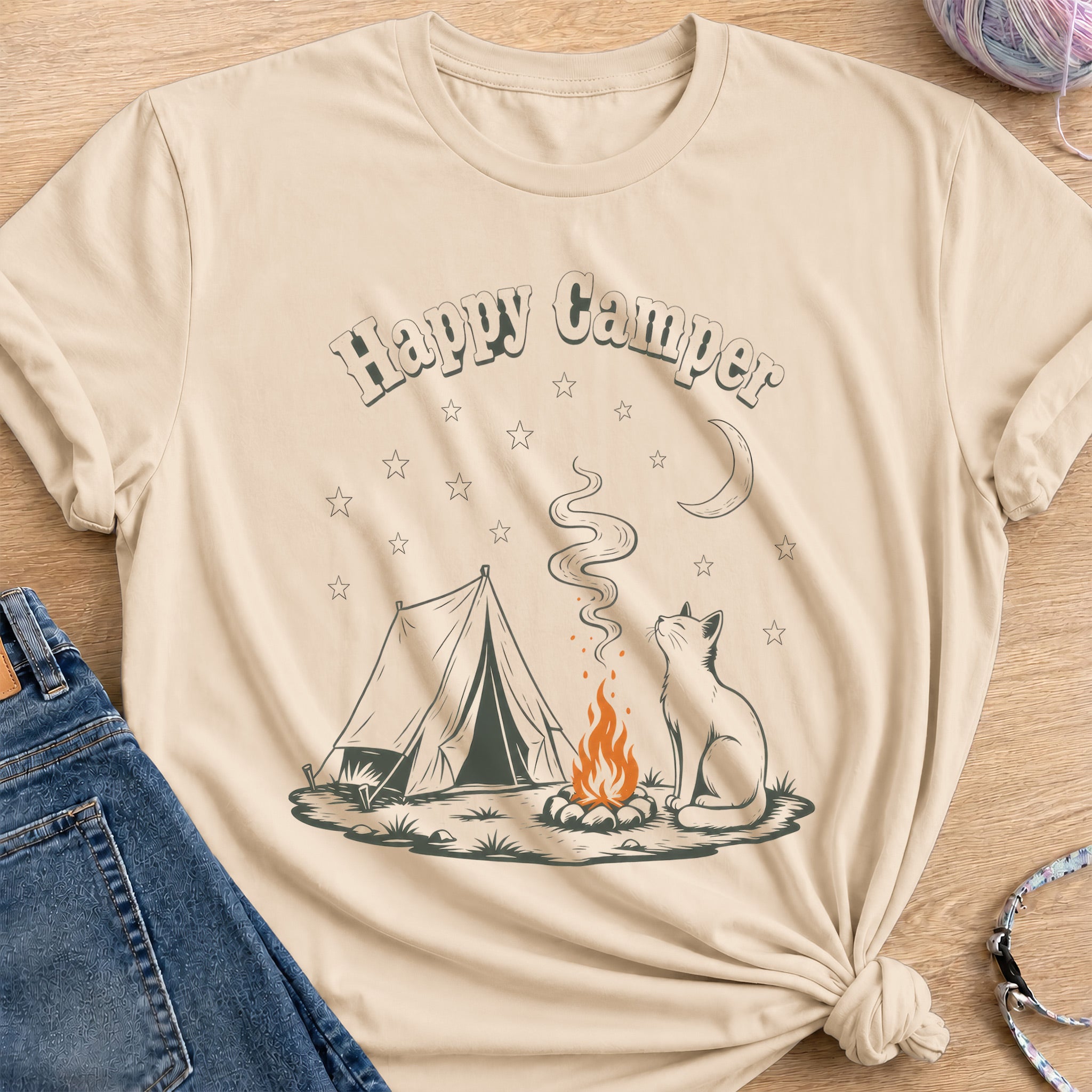 Happy Camper T-Shirt — Sand