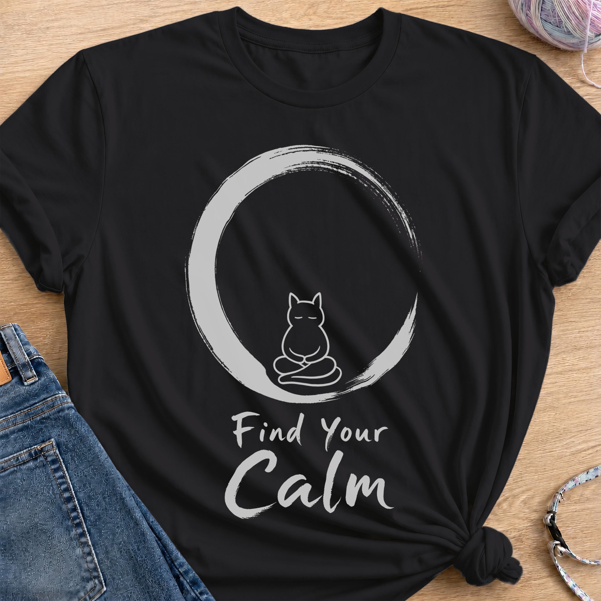 Zen Cat T-Shirt — Black
