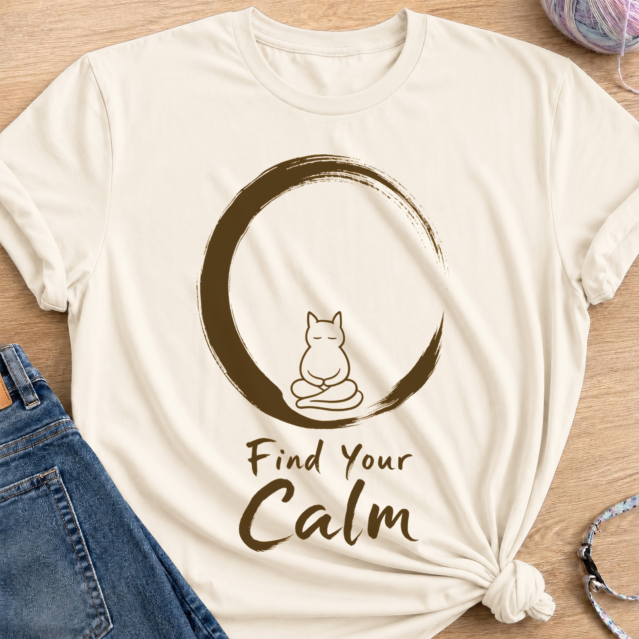 Zen Cat T-Shirt — Natural