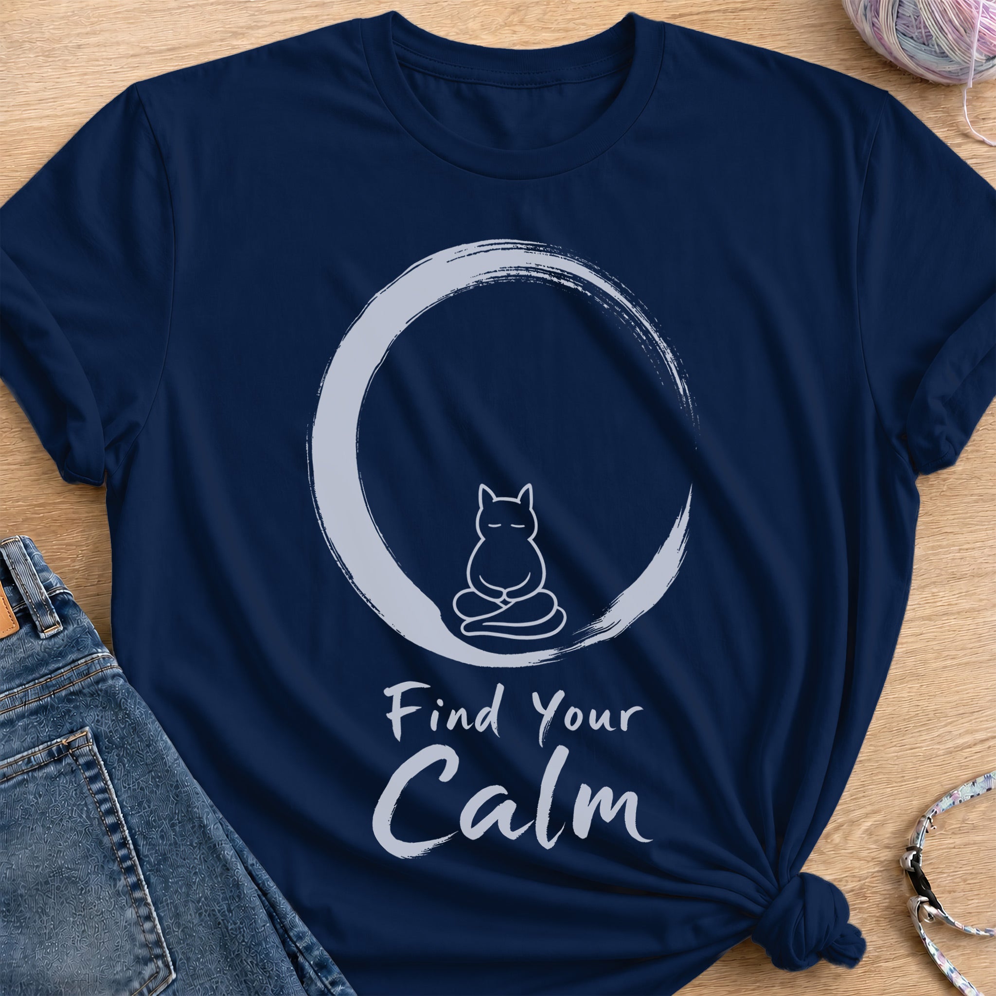 Zen Cat T-Shirt — Navy