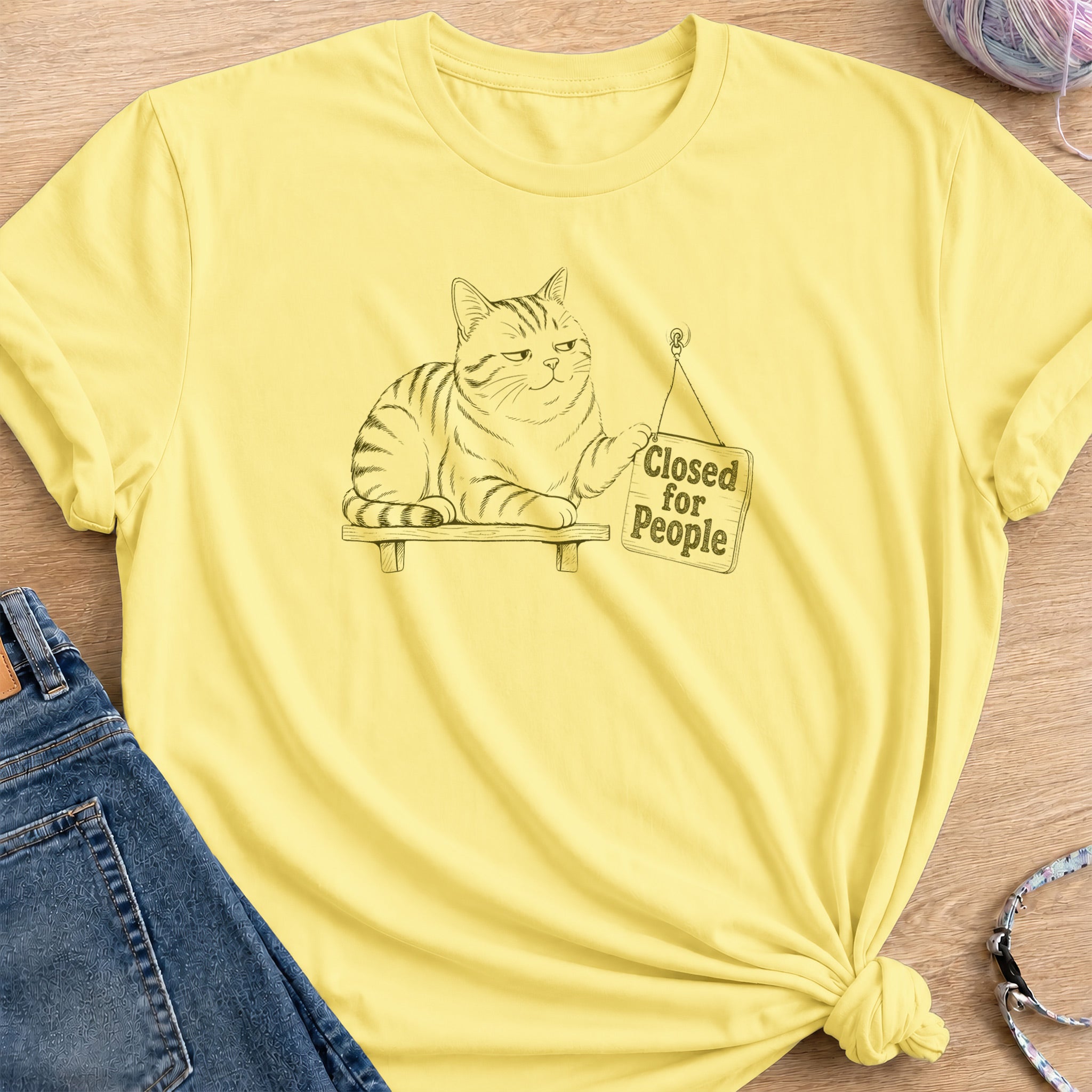 Closed for People T-Shirt — Cornsilk