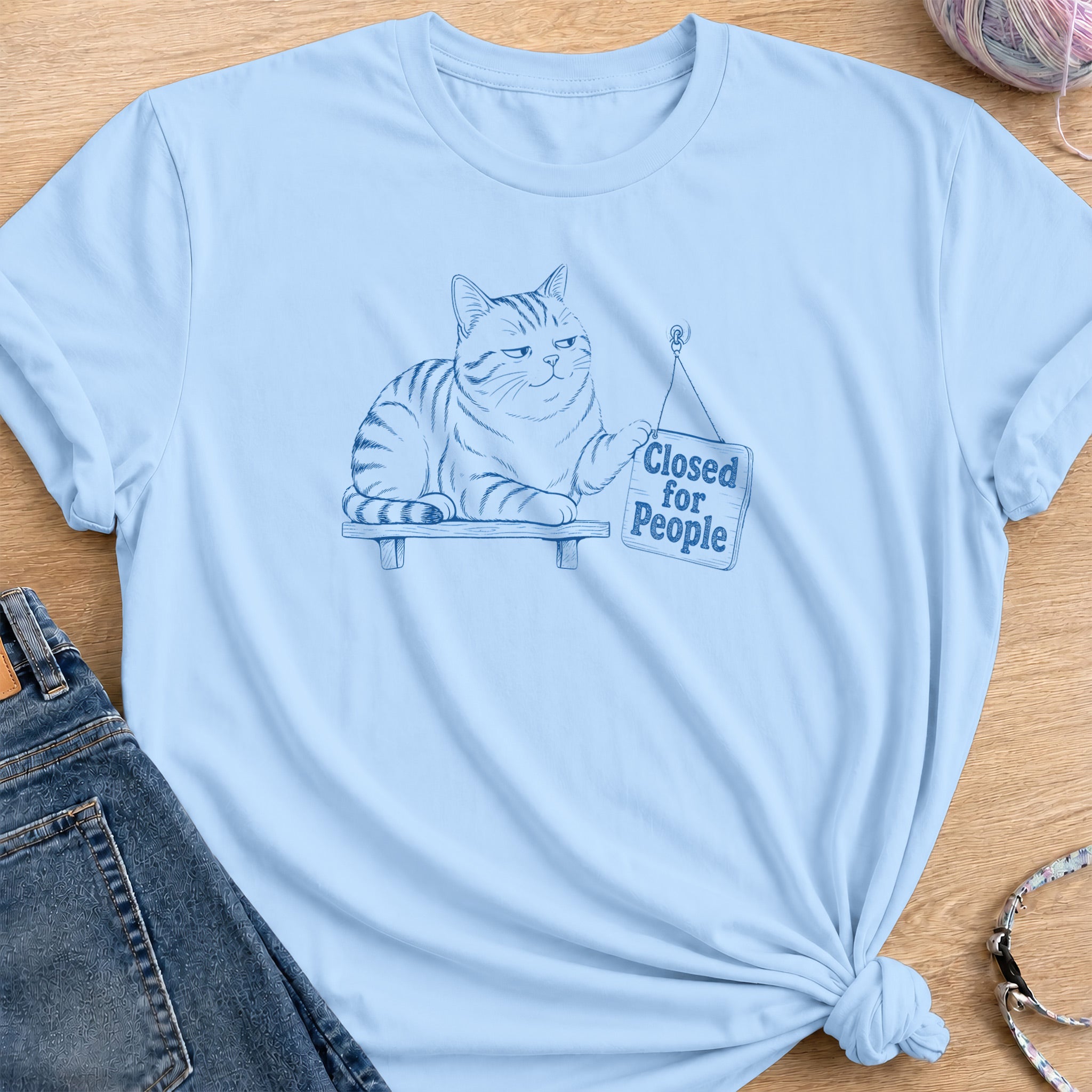 Closed for People T-Shirt — Light Blue