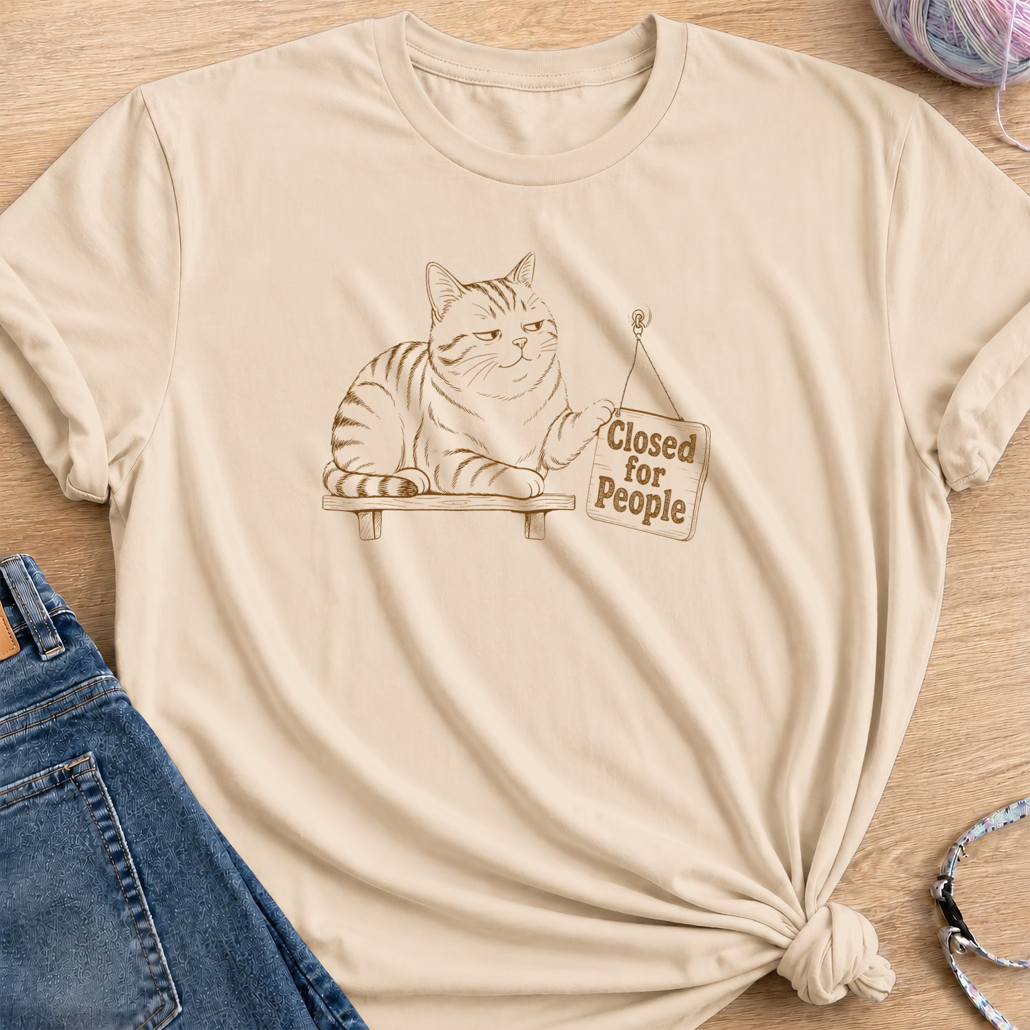 Closed for People T-Shirt — Sand