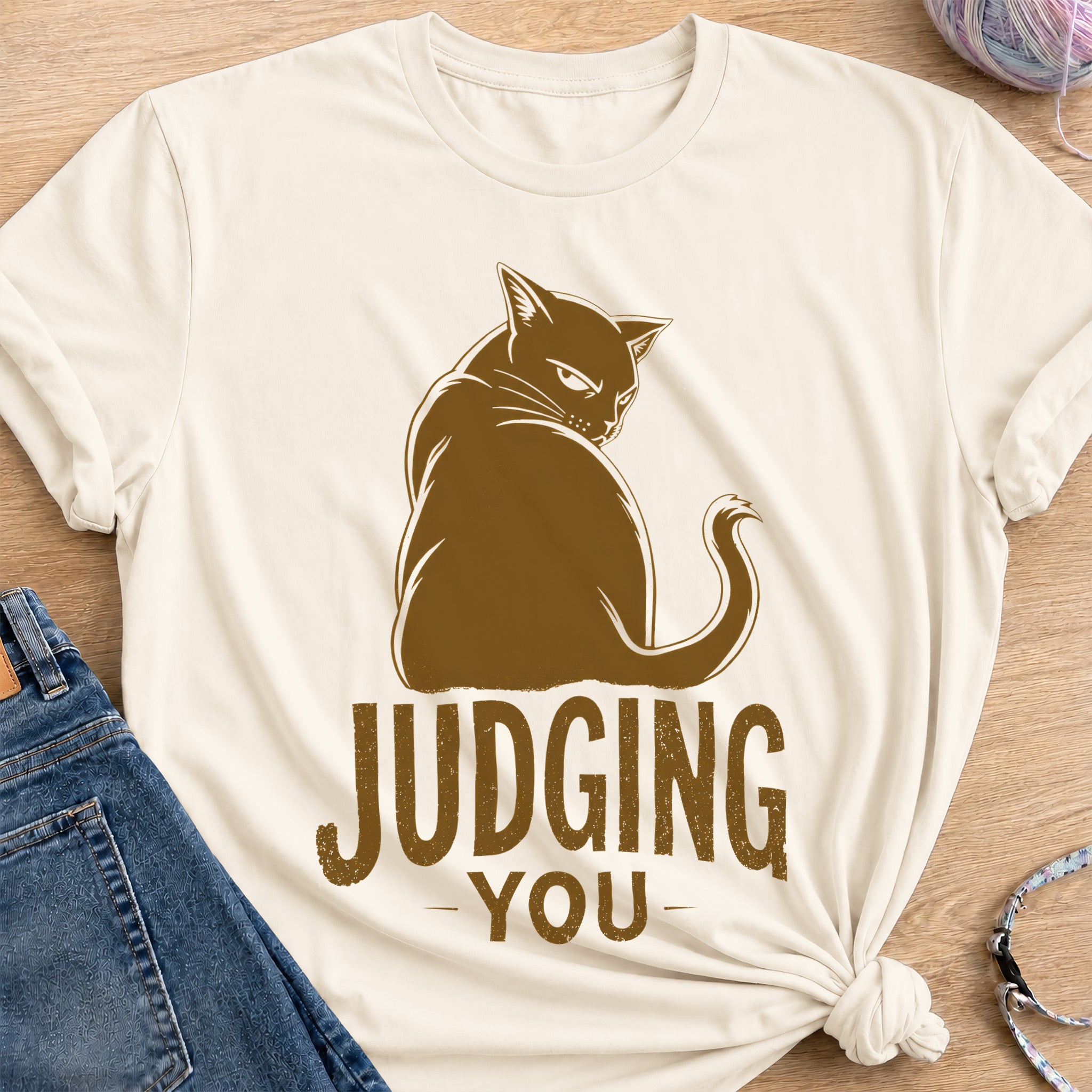 Judging Cat T-Shirt — Natural