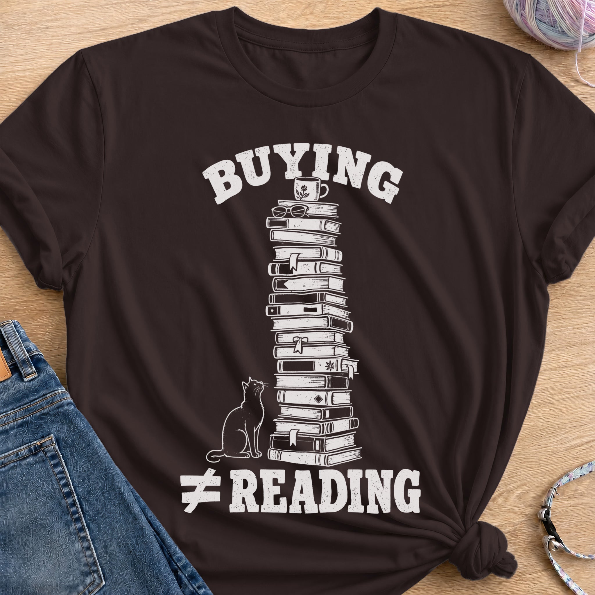 Book Tower T-Shirt — Dark Chocolate