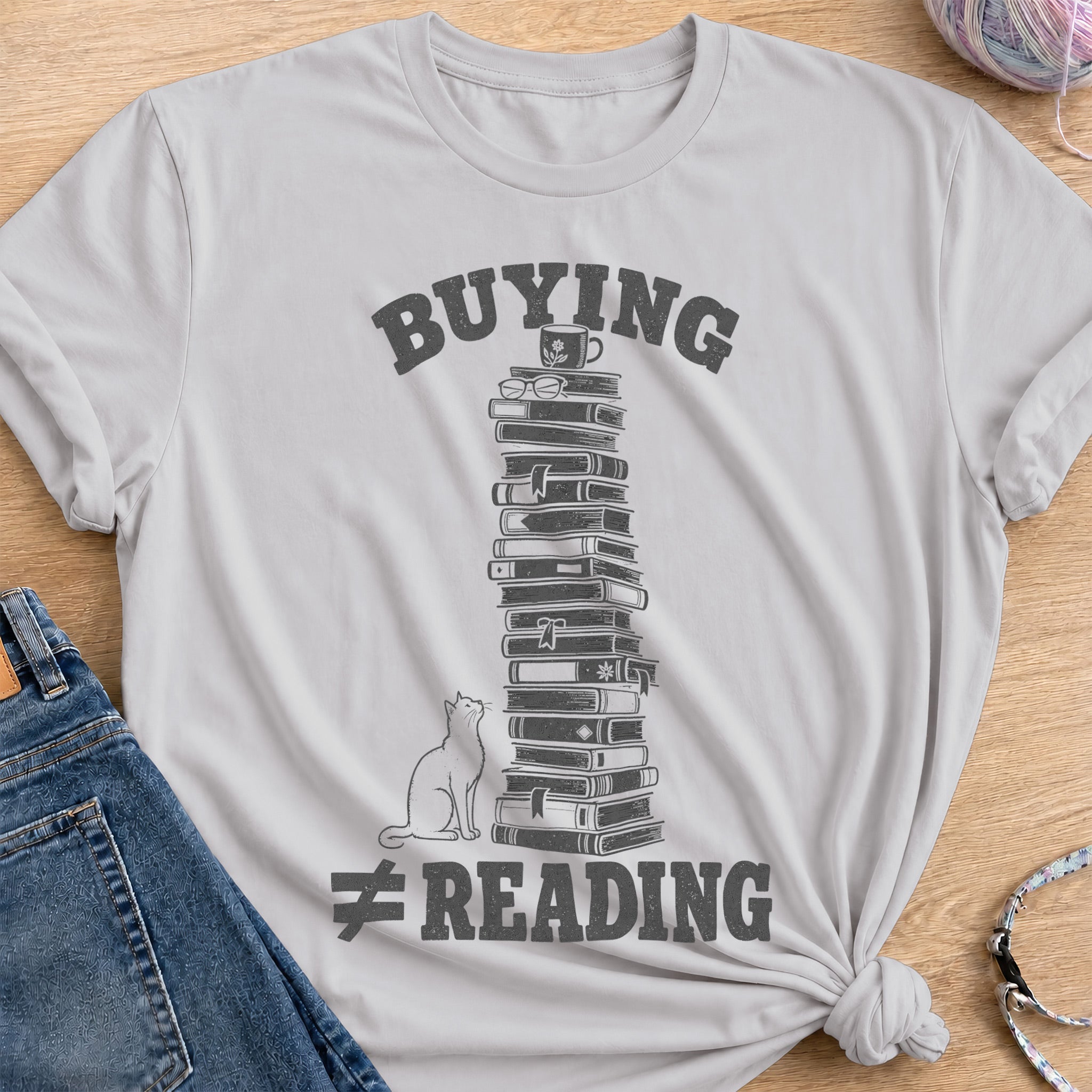 Book Tower T-Shirt — Ice Grey