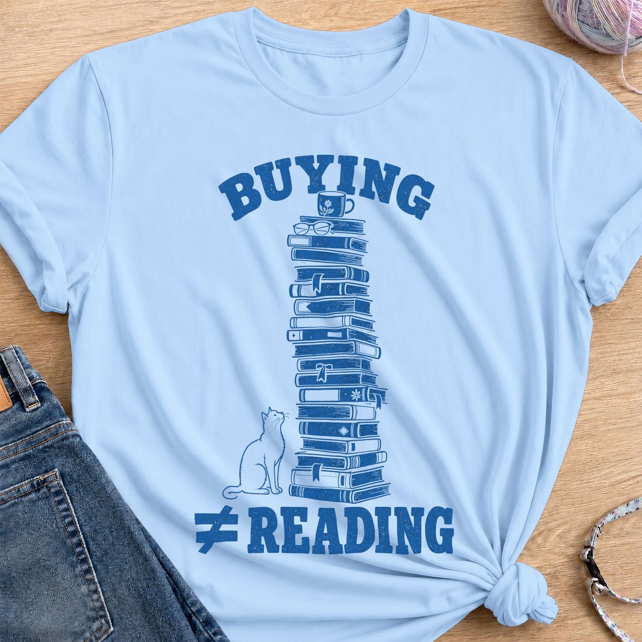 Book Tower T-Shirt — Light Blue