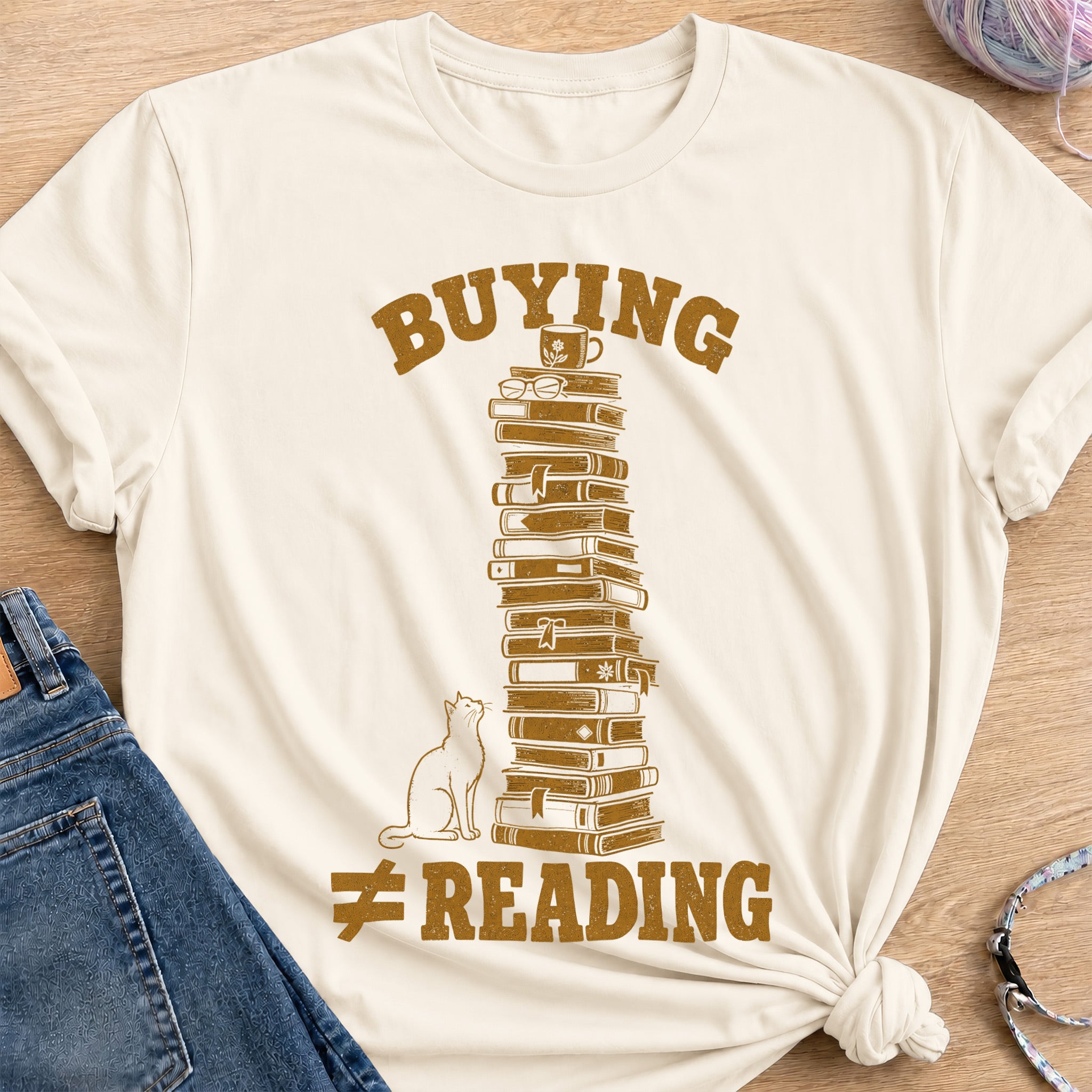 Book Tower T-Shirt — Natural