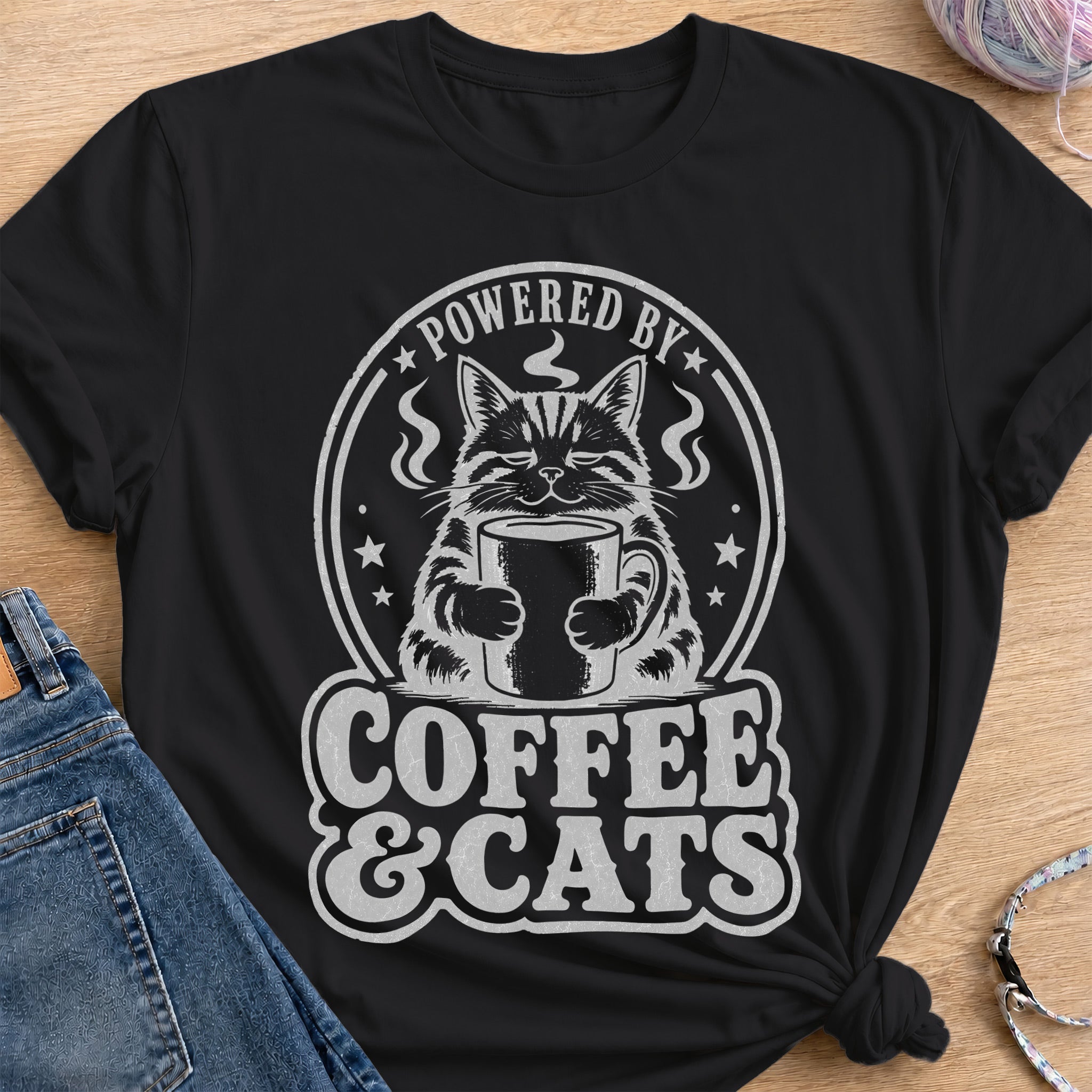 Coffee & Cats T-Shirt — Black