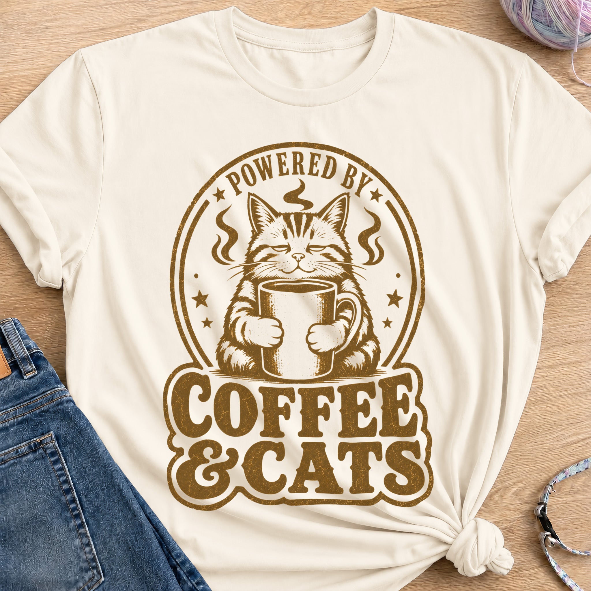 Coffee & Cats T-Shirt — Natural