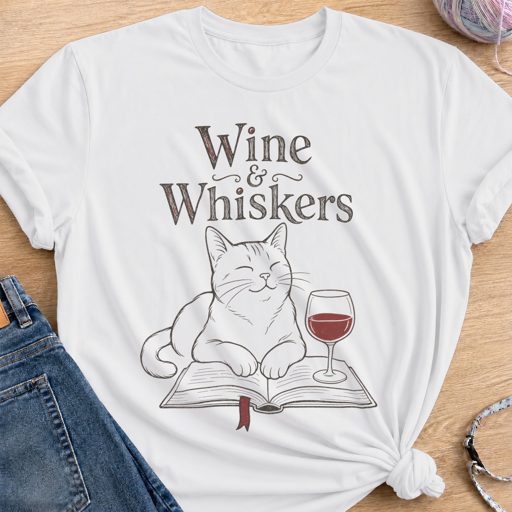 Wine and Whiskers T-Shirt — White