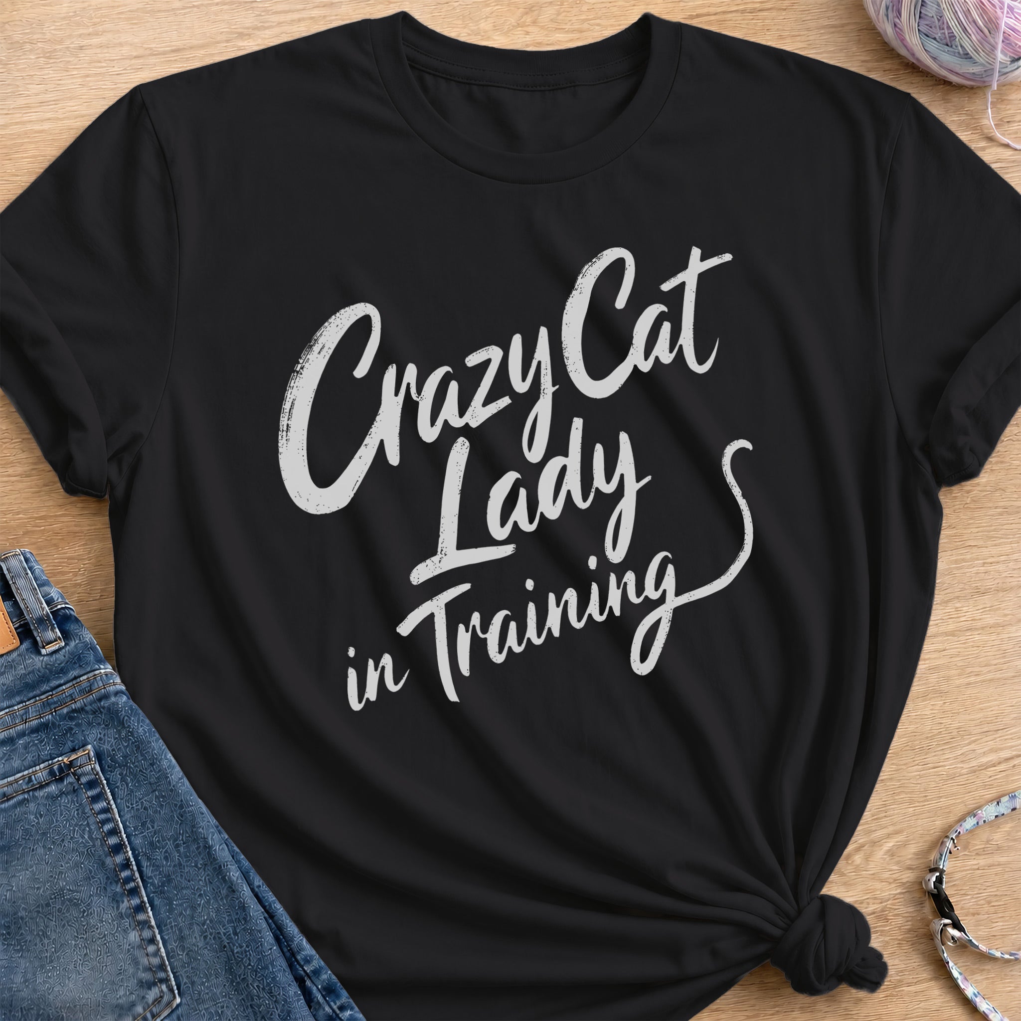 Crazy Cat Lady in Training T-Shirt — Black