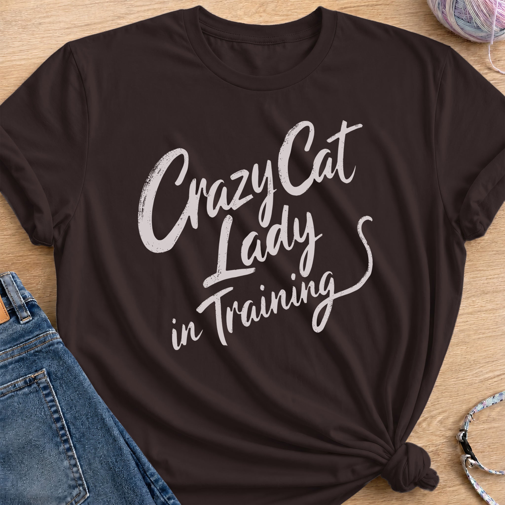 Crazy Cat Lady in Training T-Shirt — Dark Chocolate