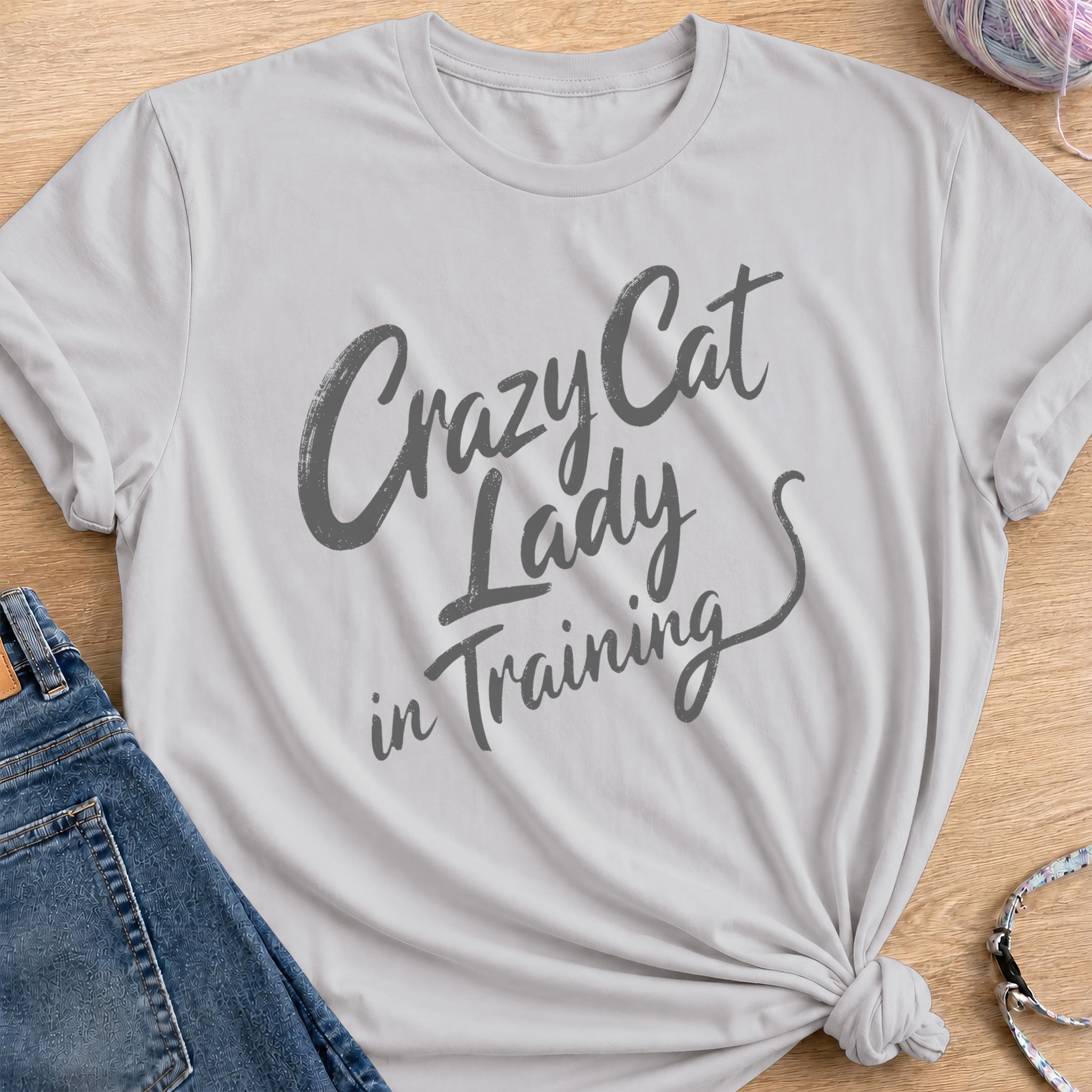 Crazy Cat Lady in Training T-Shirt — Ice Grey