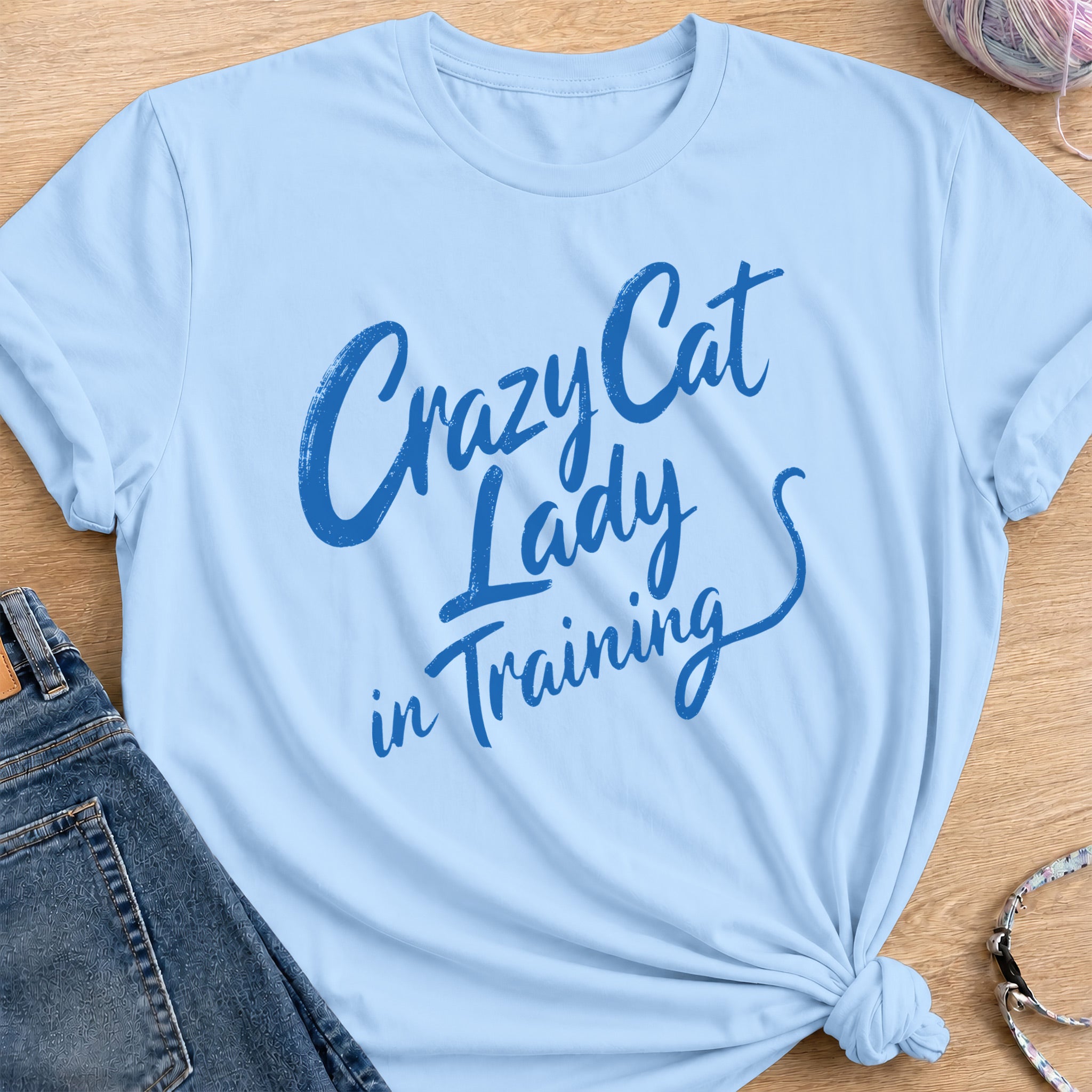 Crazy Cat Lady in Training T-Shirt — Light Blue